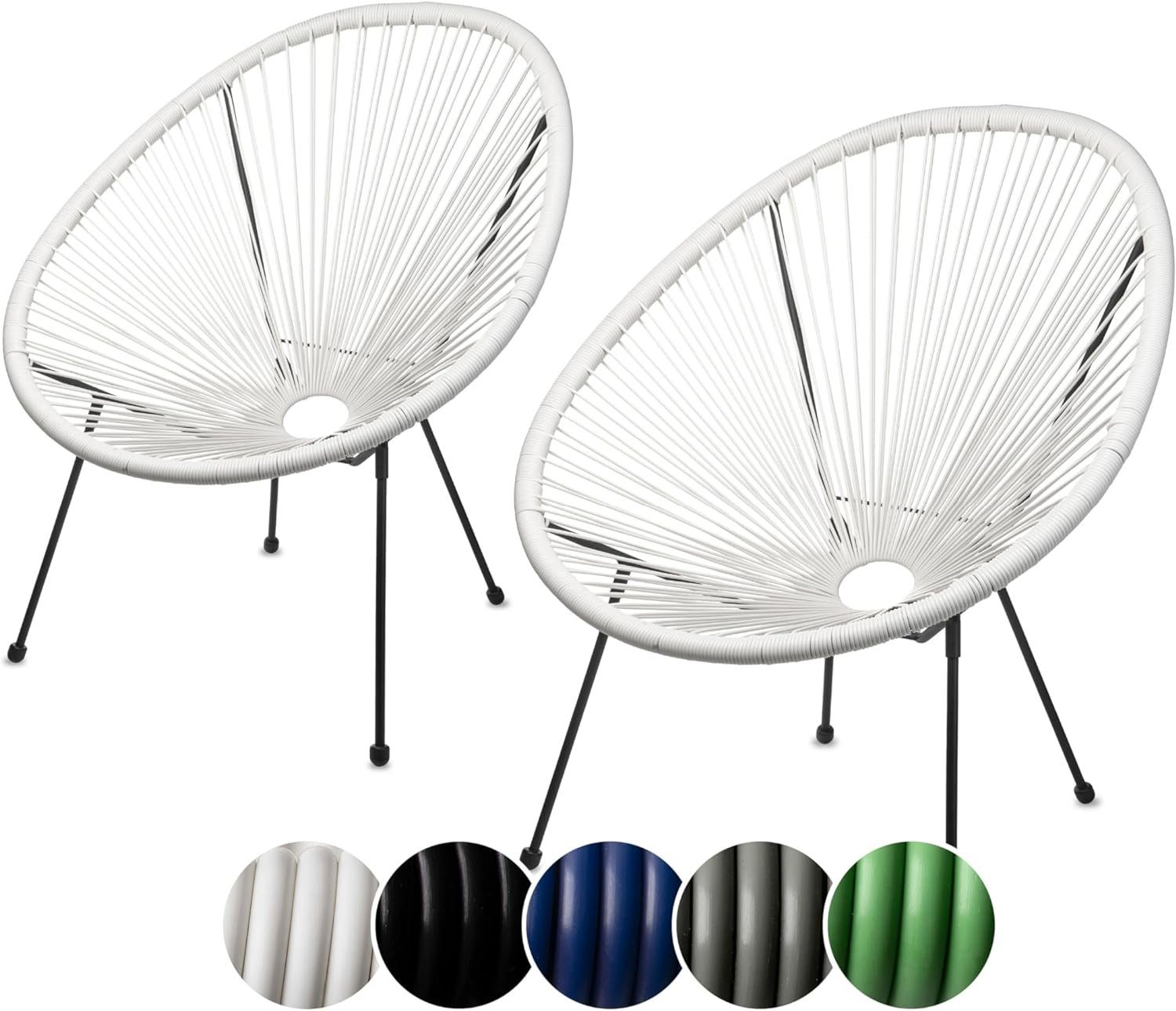 sunnypillow Gartenstuhl Acapulco, gemütlicher Loungesessel für Terrasse, Garten, 2 Stück Weiß
