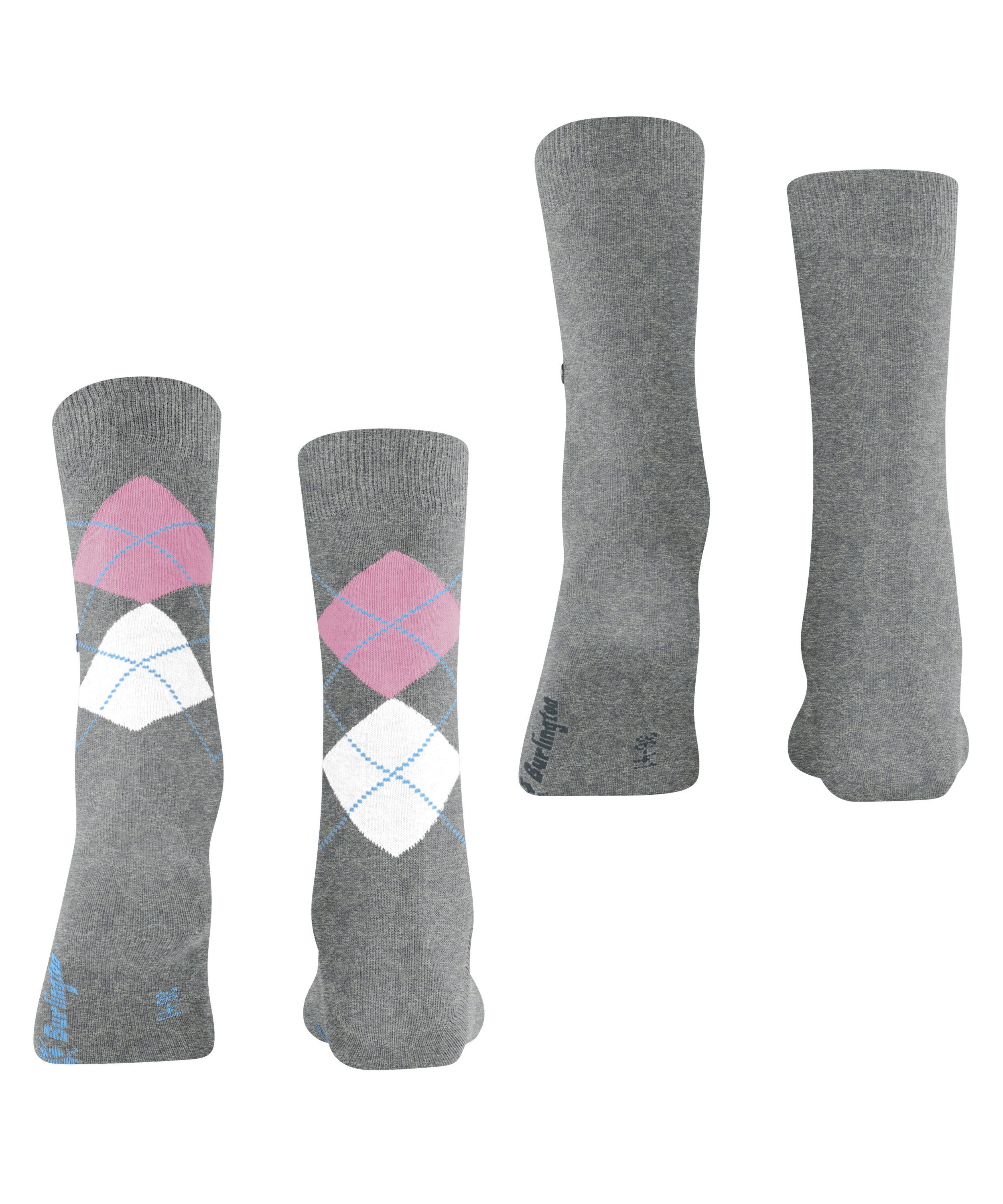 Burlington Socken Everyday Argyle Mix 2er-Pack (2-Paar, 2er Pack) aus weicher gekämmter Baumwolle atmungsaktiv