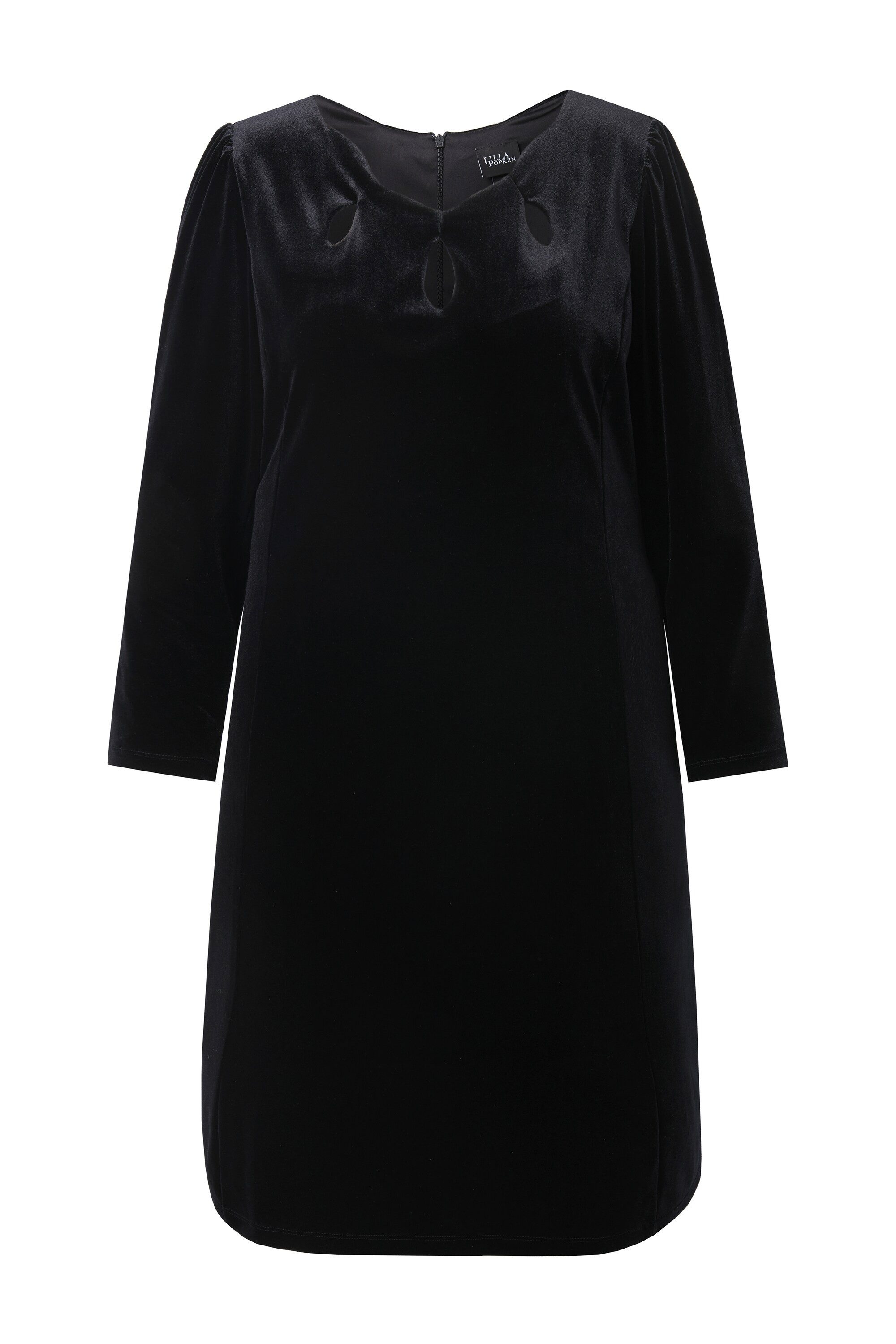 Ulla Popken Cocktailkleid Bodycon-Kleid Samt Cut-Outs Langarm