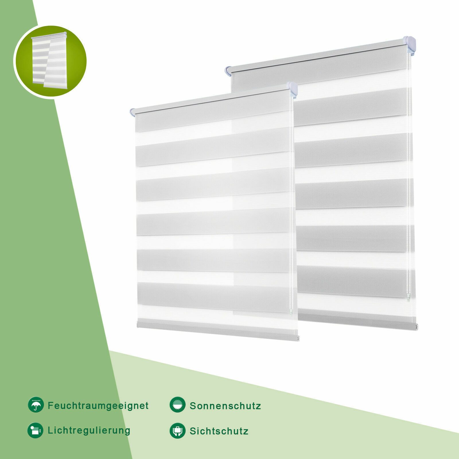 Doppelrollo Fensterrollos Ohne Bohren, Vkele, 130cm/160cm, klemmfix,klemmträger, Sonnenschutz, Lichtdurchlässig und Verdunkelnd.