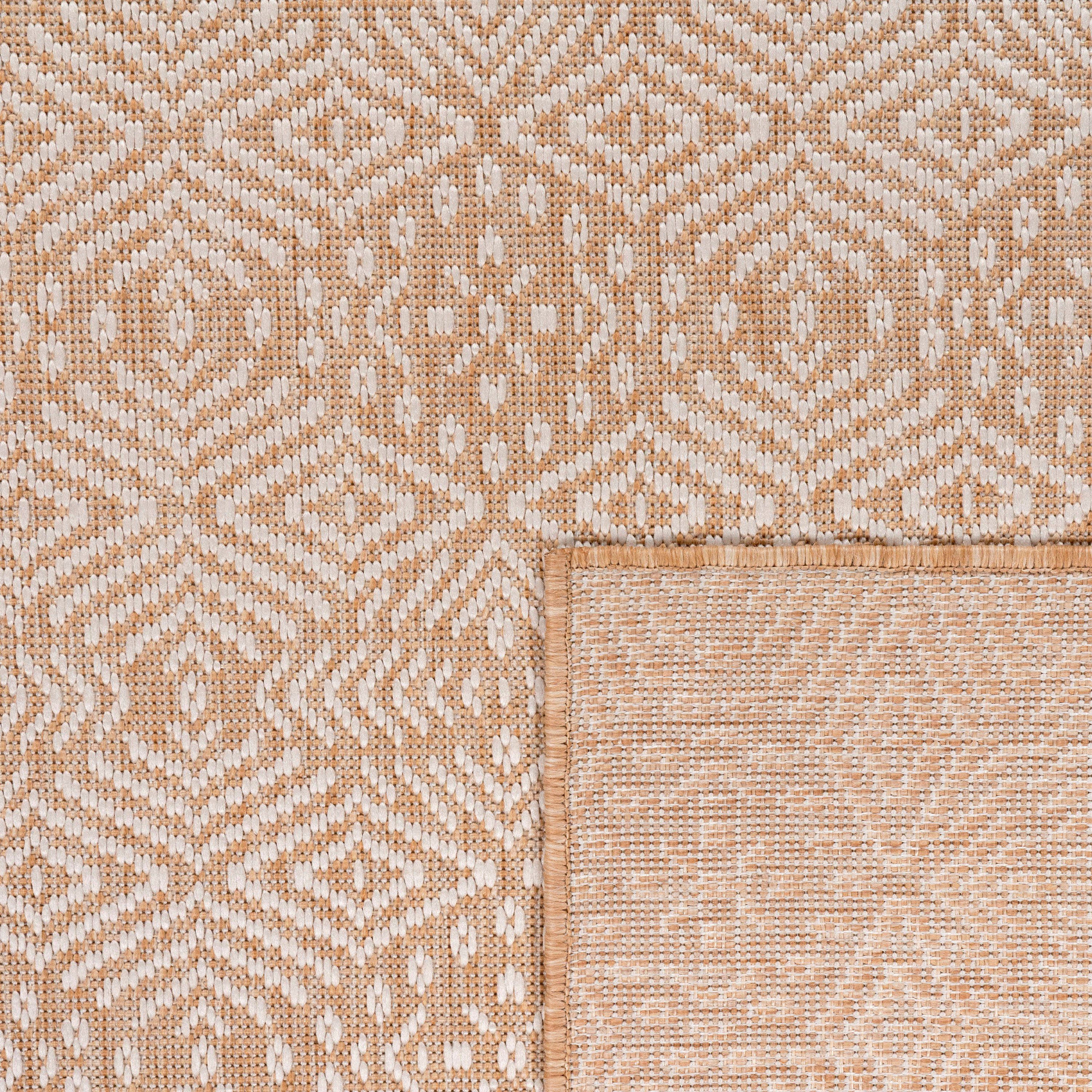 rechteckig, 4 Teppich 329, Rauten Design, mm, Flachgewebe, und In- modernes Home, beige Outdoor geeignet Paco Illusion Höhe: