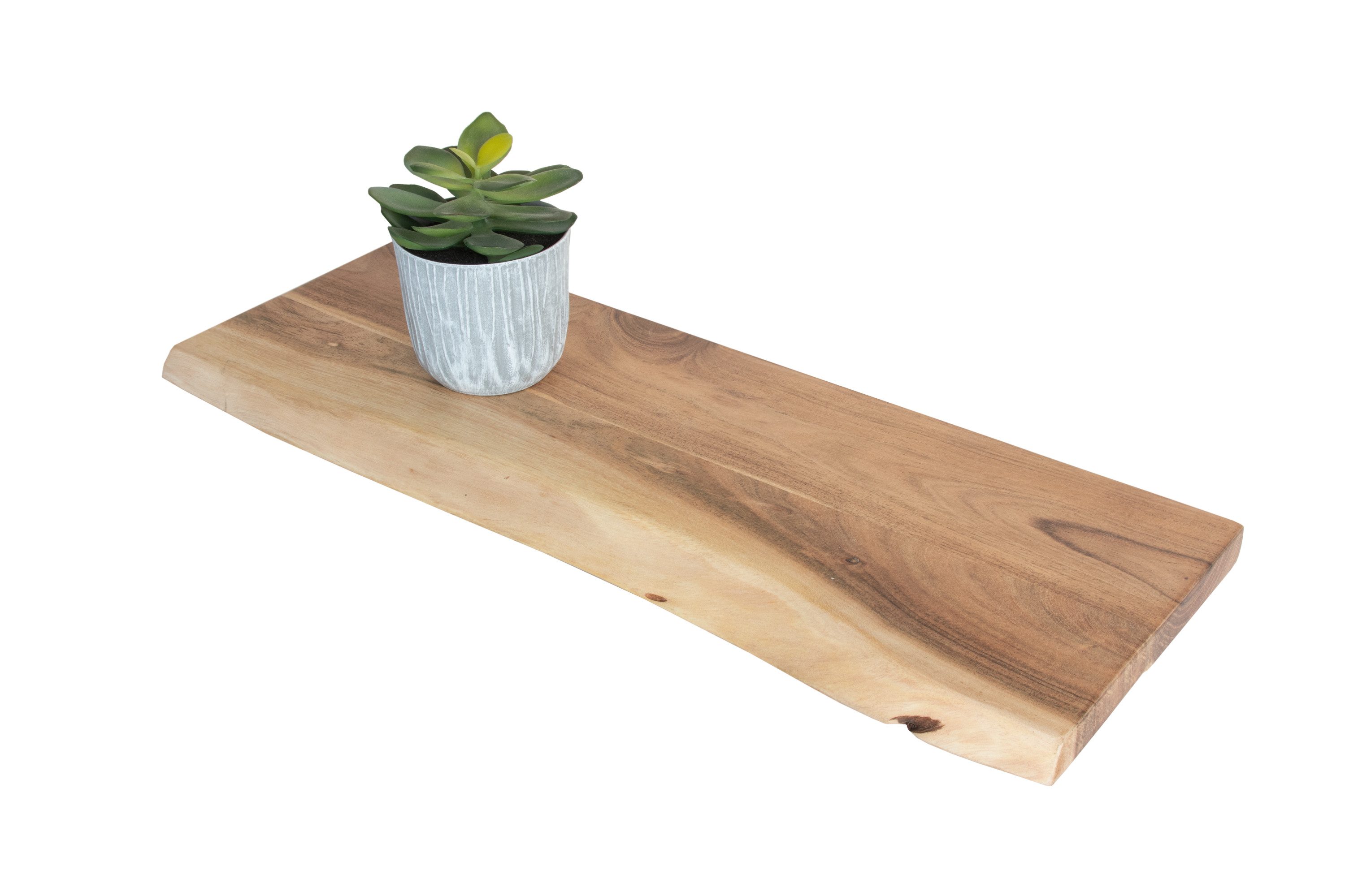 Trelevo® Wandregal Amanda, Akazienholz, Baumkante, Steckboard, günstig online kaufen