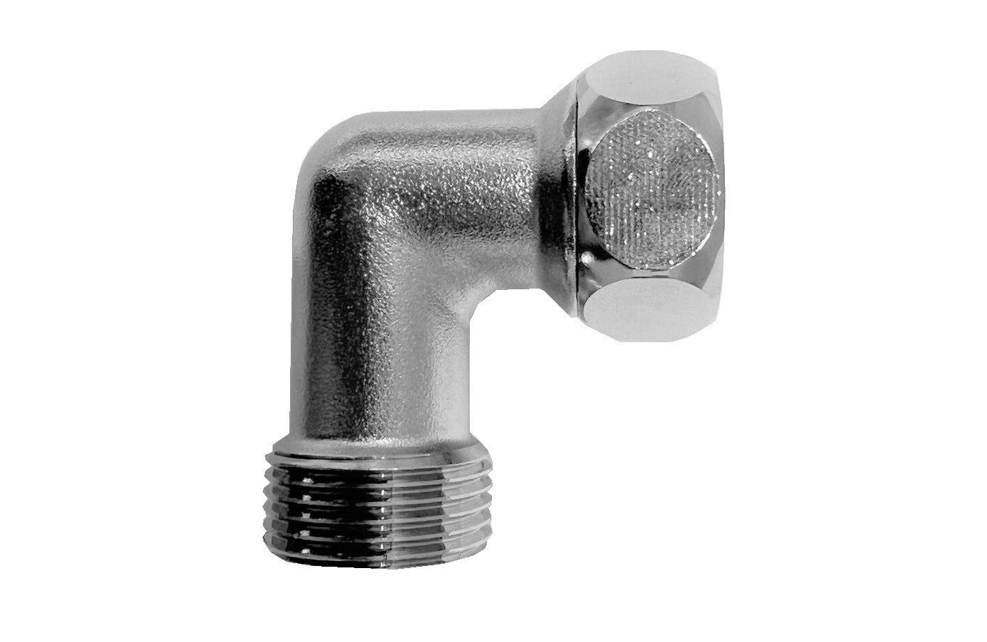 SpiceFlow Anschlussstück SpiceFlow 90° Winkeladapter mit Überwurfmutter, 3/4" IG + AG, Chrom, 90° Winkeladapter, ¾“ Innengewinde, ¾“Außengewinde, Chrom