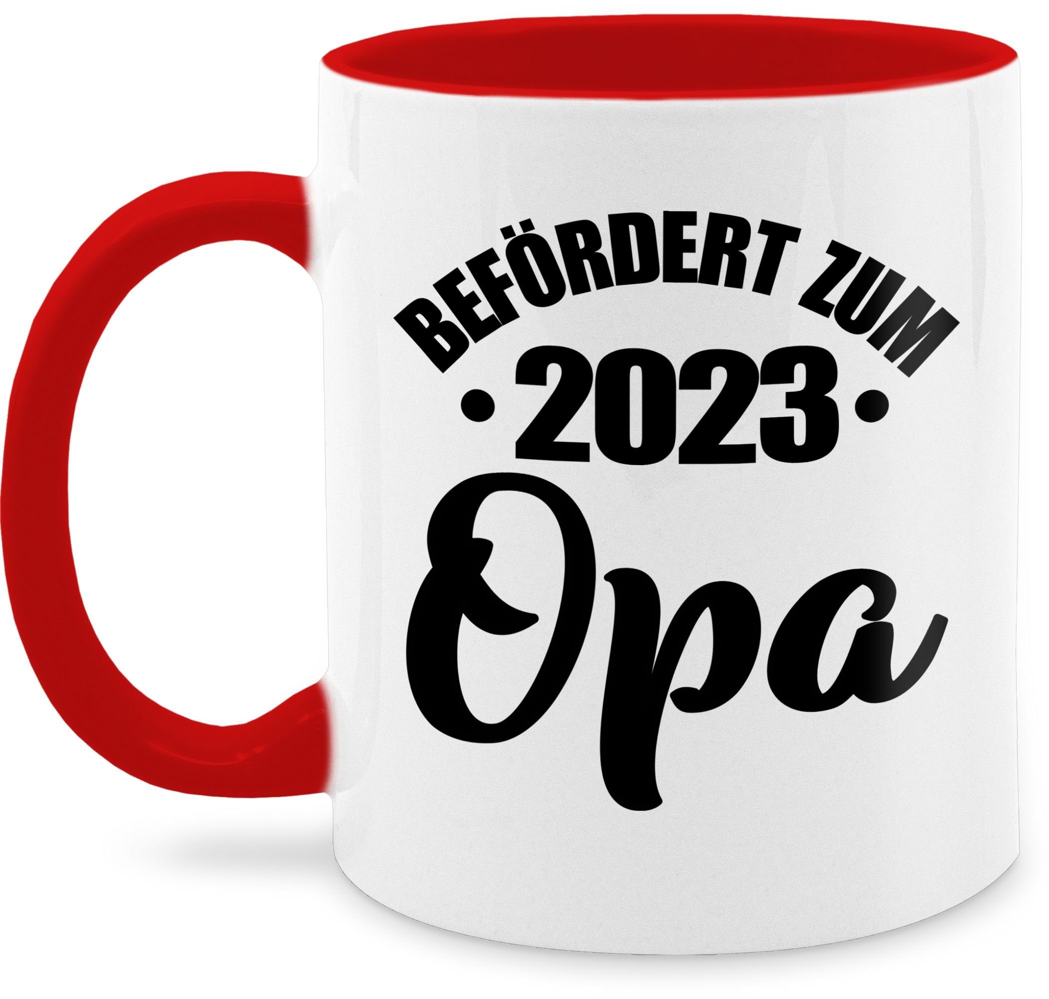 Geburtsverkündung Opa, 2023 Opa zum wirst Großvater Keramik, Befördert 3 Shirtracer - Opa Tasse Du Rot