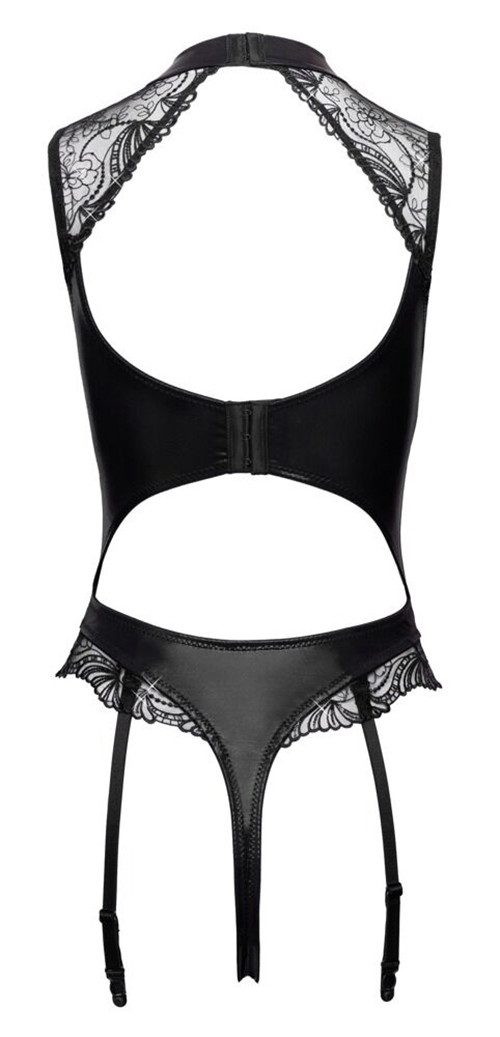 Cottelli LINGERIE Stringbody Straps-Body ouvert im edlen Wetlook mit schillernden Pailetten - schwa (1-tlg) Im Schritt einladend offen – Bild 5 von 5