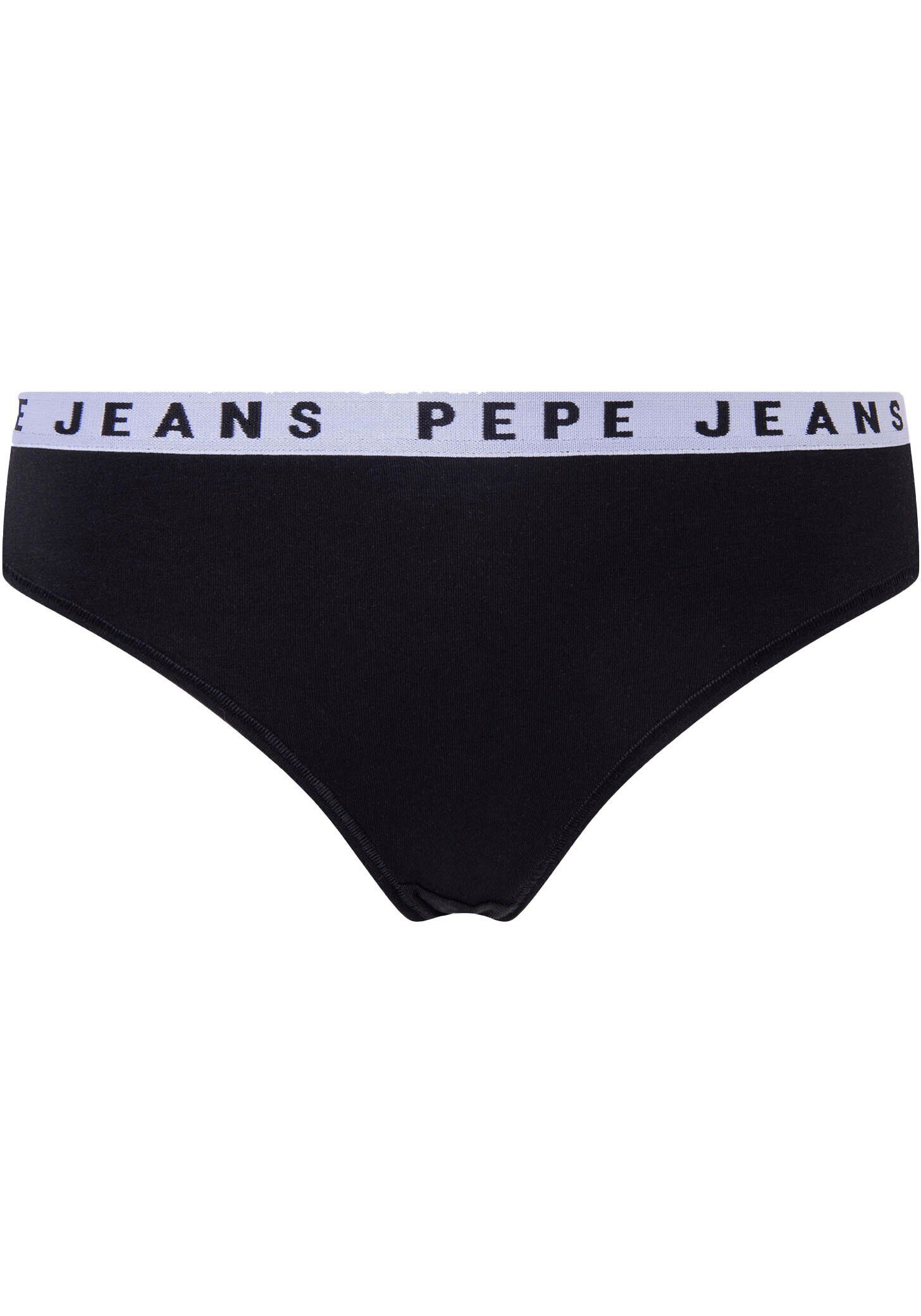 Jeans String Pepe Thong Logo schwarz