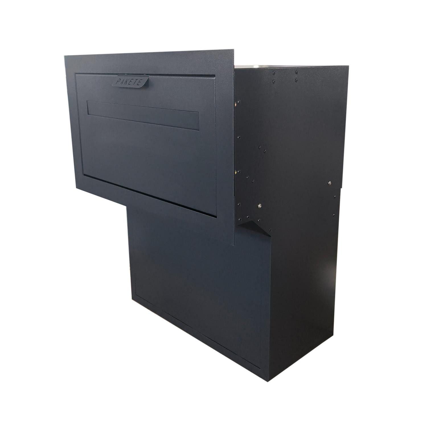 Letterbox24 Briefkasten MILA Durchwurfpaketbriefkasten für Zaun und Mauer in RAL 7016