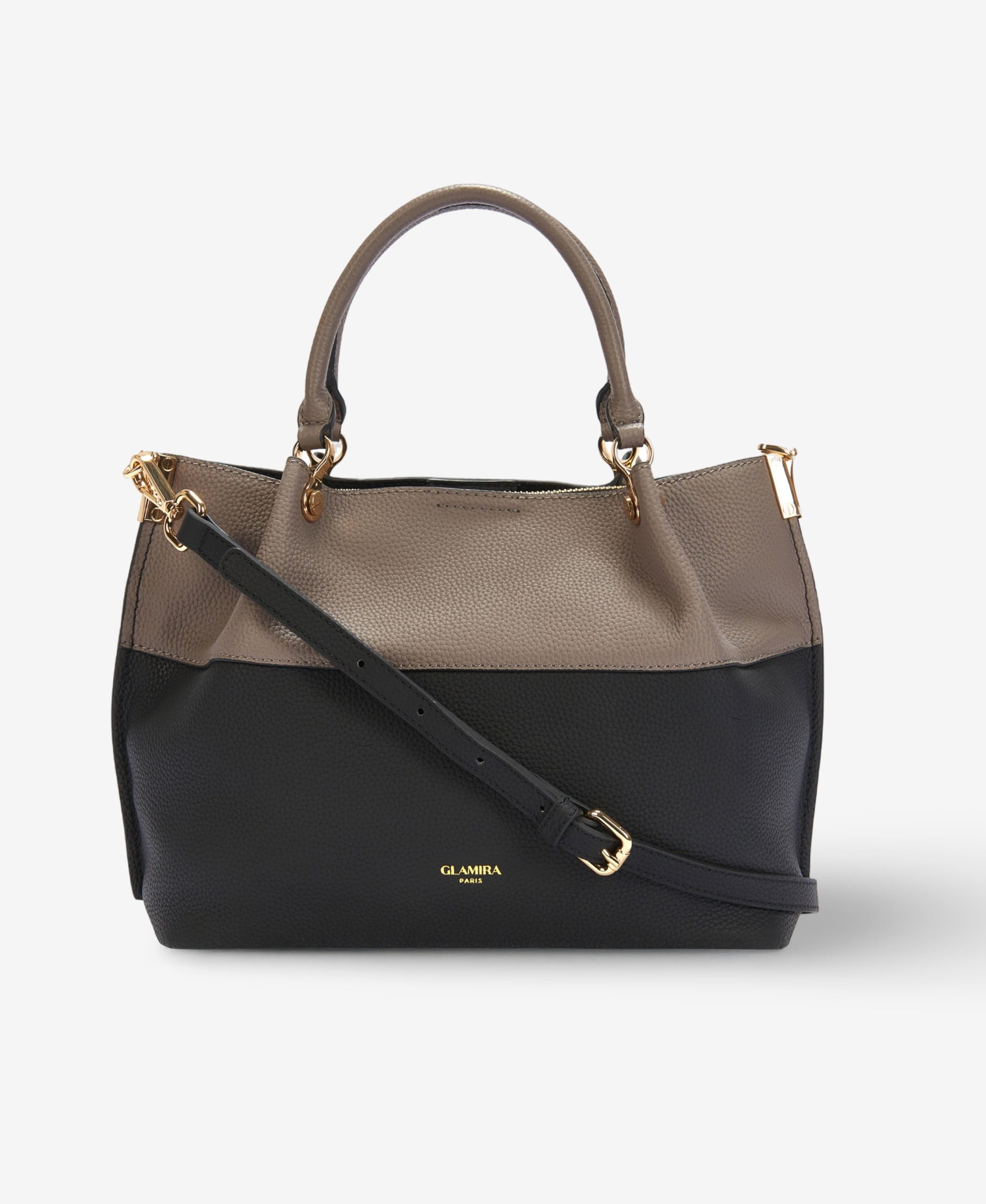 GLAMIRA Handtasche UrbanSphere Schwarze Handtasche mit Henkel (1-tlg), echt Leder, mit geräumigem Hauptfach