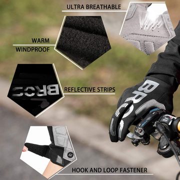 ROCKBROS Fahrradhandschuhe Handschuhe für Frühling Herbst Winddicht Stoßfest Touchscreen Vollfinger Handschuhe für Outdoor-Sports Laufen, Damen Herren