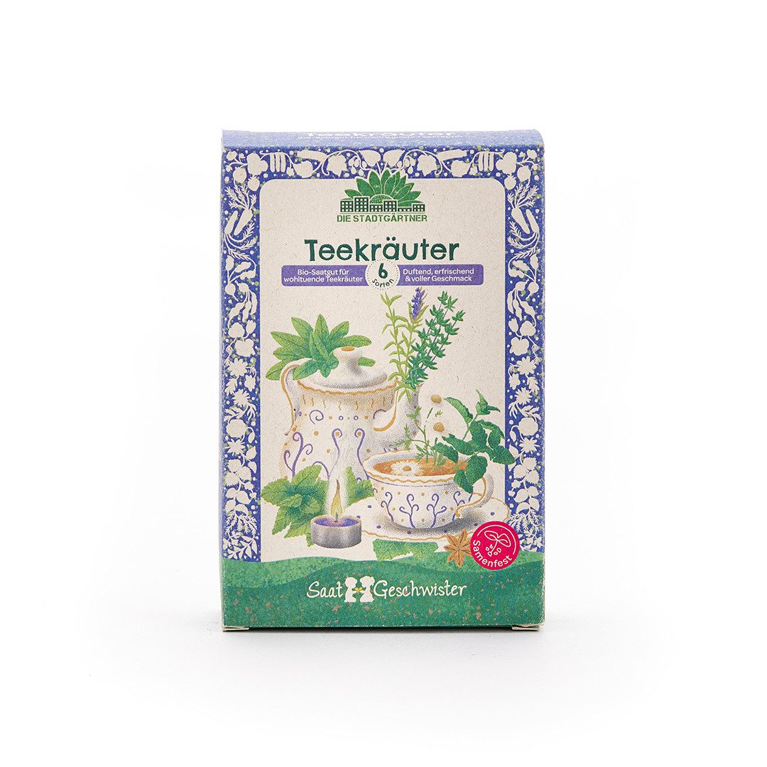 Kräutersamen Saatgut-Set Teekräuter mit 6 BIO-Sorten, Tolles Garten-Geschenk