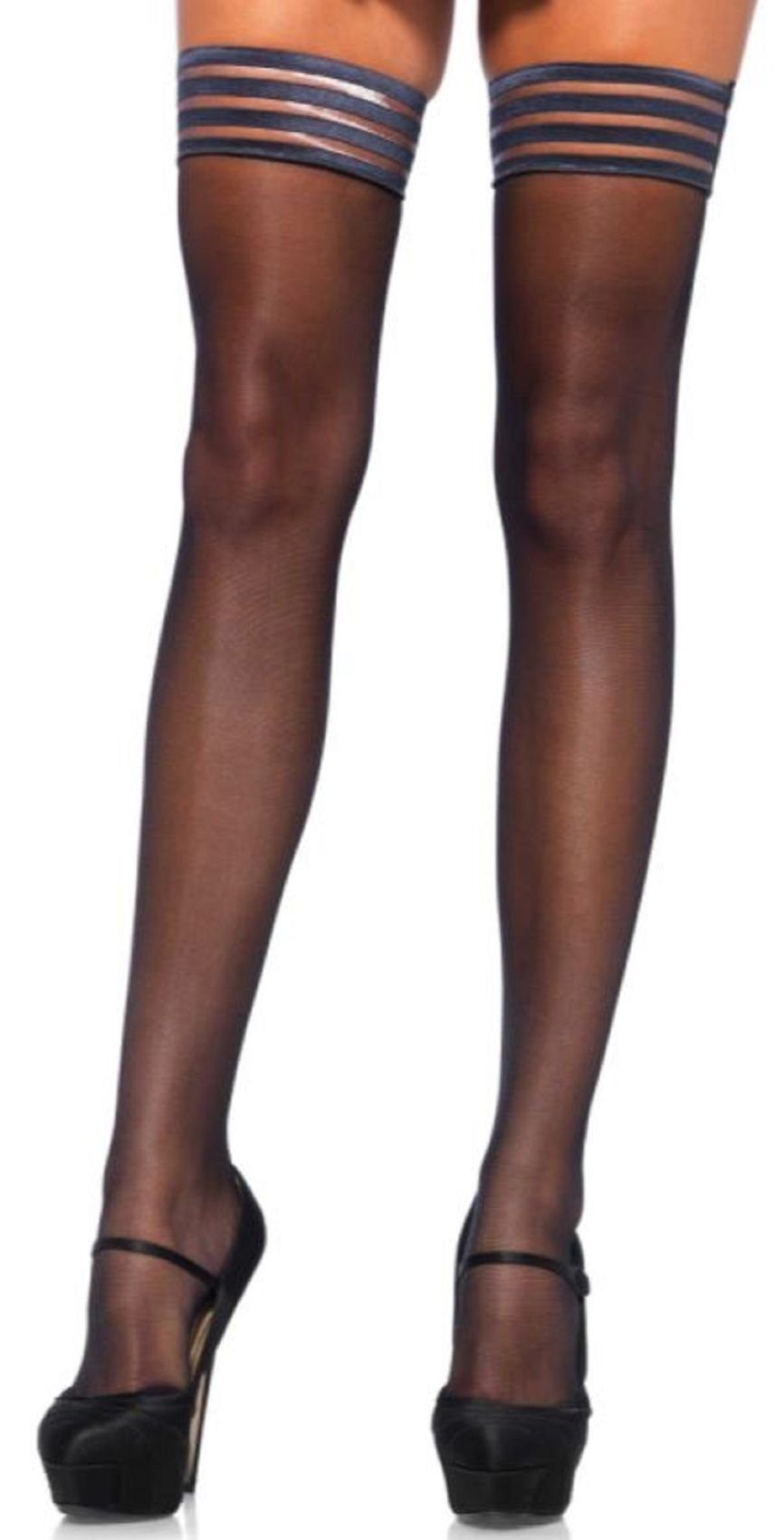 Halterlose schwarz Leg dekorativ mit Halterlose Strümpfe Strumpfband ca. gestreiftem 40 Avenue bis 36 Strümpfe Einheitsgröße