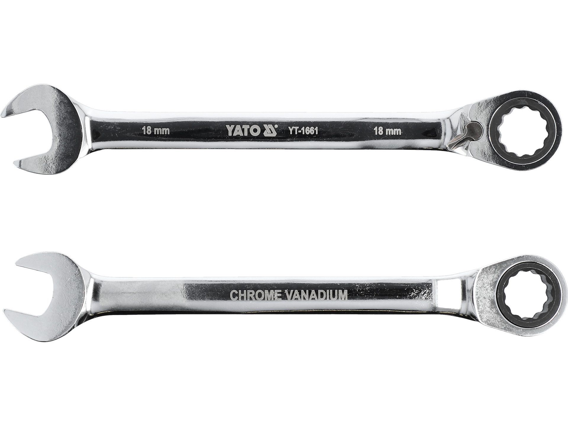 Yato Gabel- und Ringschlüssel chiave a cricchetto da 18 mm (Ratschen-Ringmaulschlüssel 18 mm mit Umschaltung, 1 St)