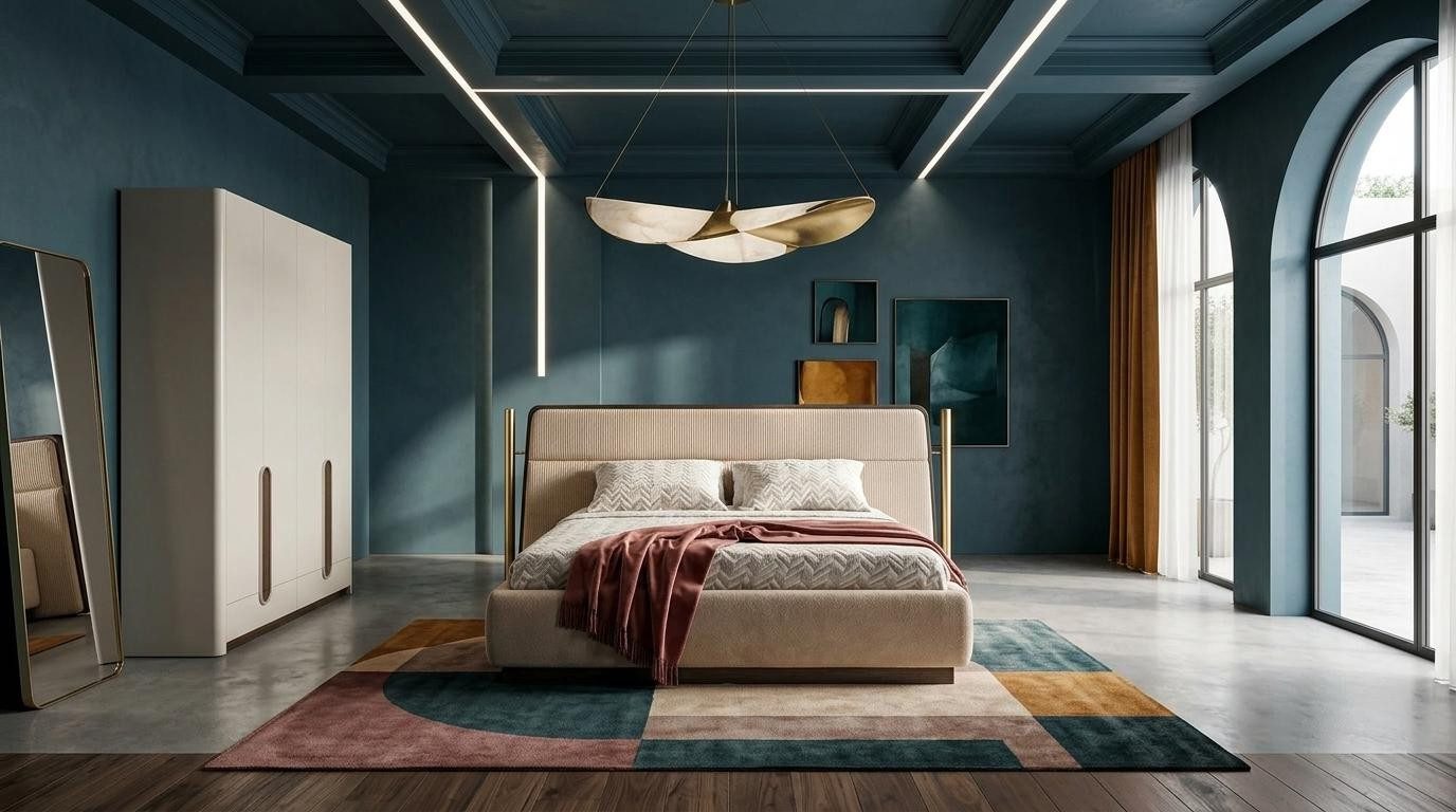 Xlmoebel Schlafzimmer-Set Bett Garderobenschrank Schlafzimmer Stil modern beige praktisch