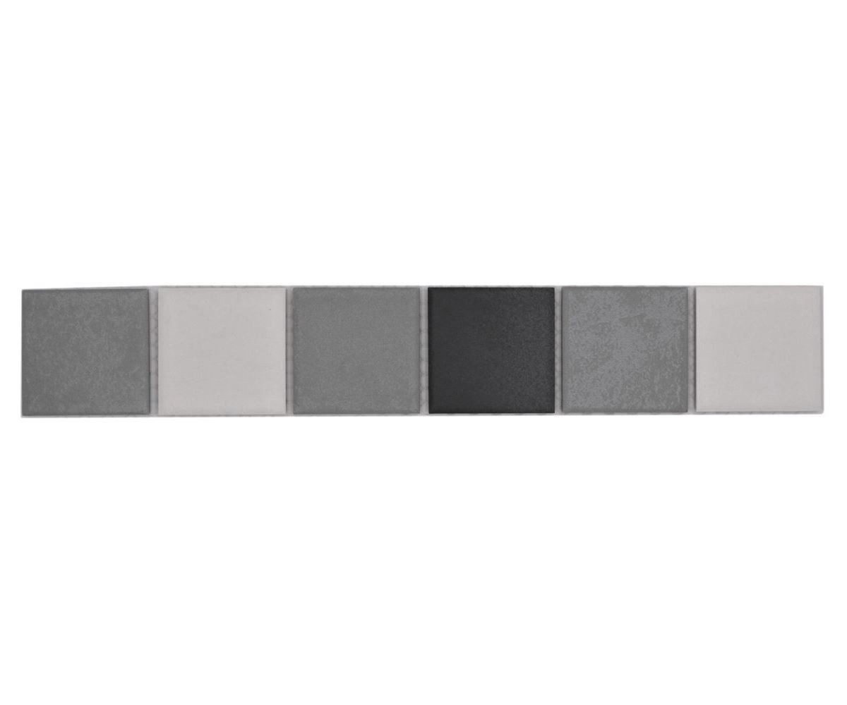 Mosani Fliesen-Bordüre Keramikmosaik Borde grau matt / 10 Stück
