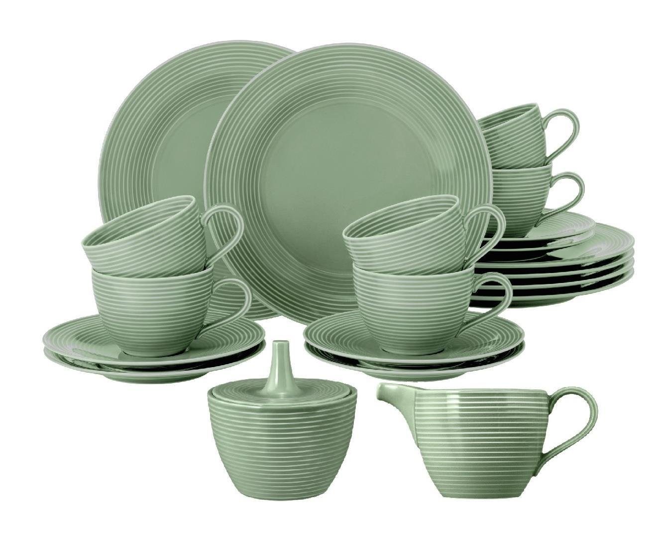 Seltmann Weiden Kaffeeservice Seltmann Weiden Beat Salbeigrün Kaffeeservice 20-tlg., 6 Personen, Porzellan