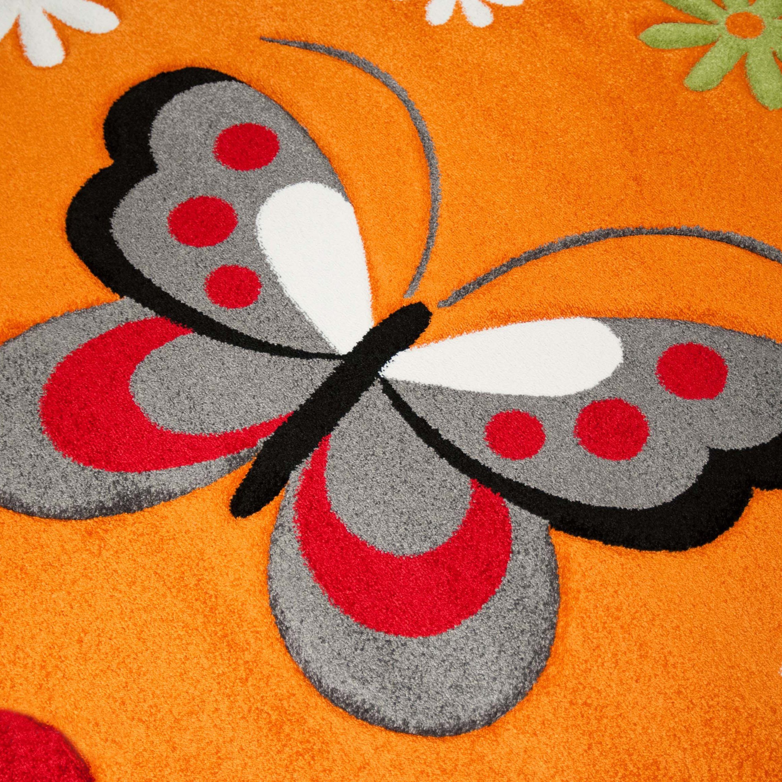 Carpetia Kinderteppich Süßer Kinderzimmerteppich mit Schmetterlingsdesign günstig online kaufen