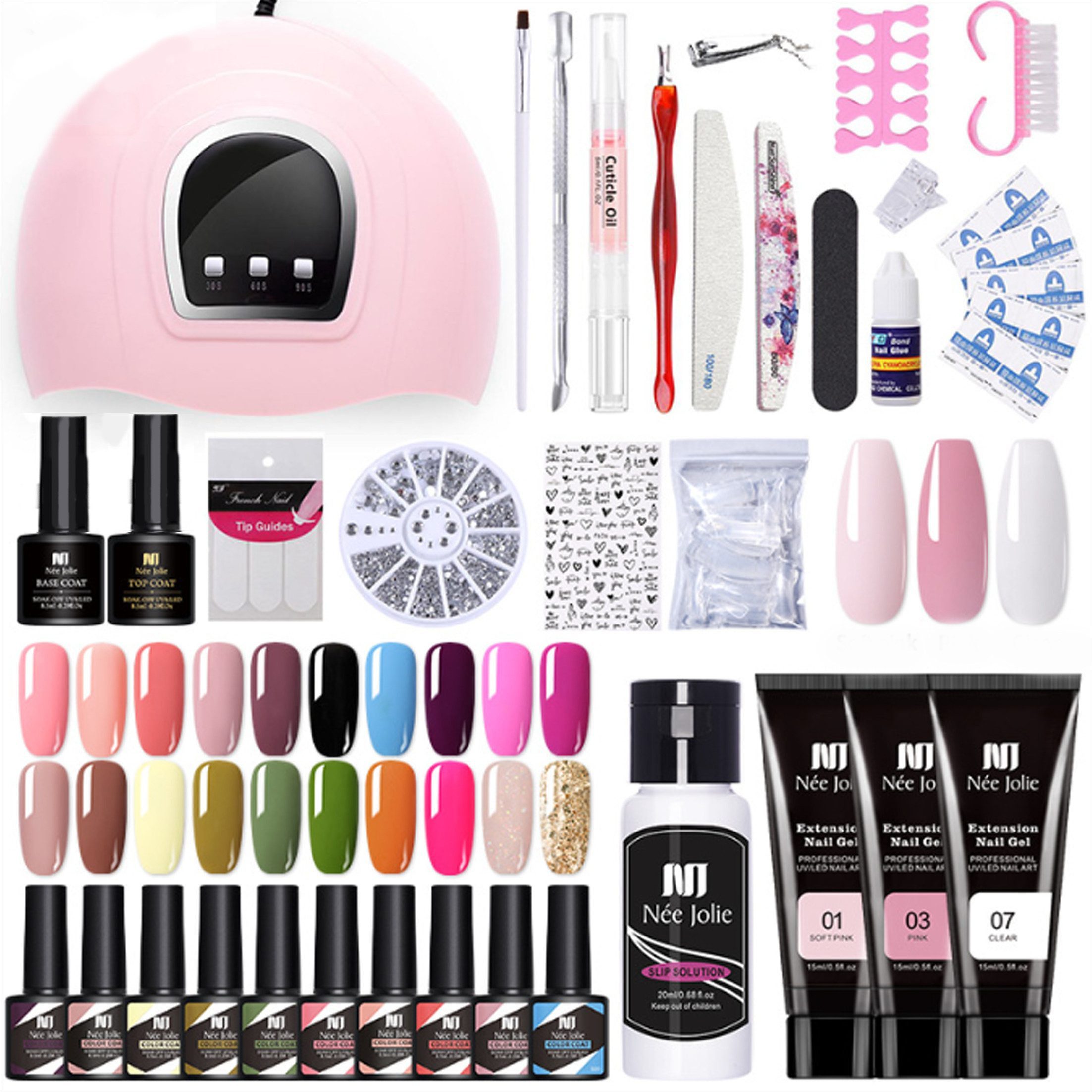 KINSI Maniküre-Kosmetik-Etui 48-teiliges Gel Nagel Set inkl. UV Lampe & 10 günstig online kaufen