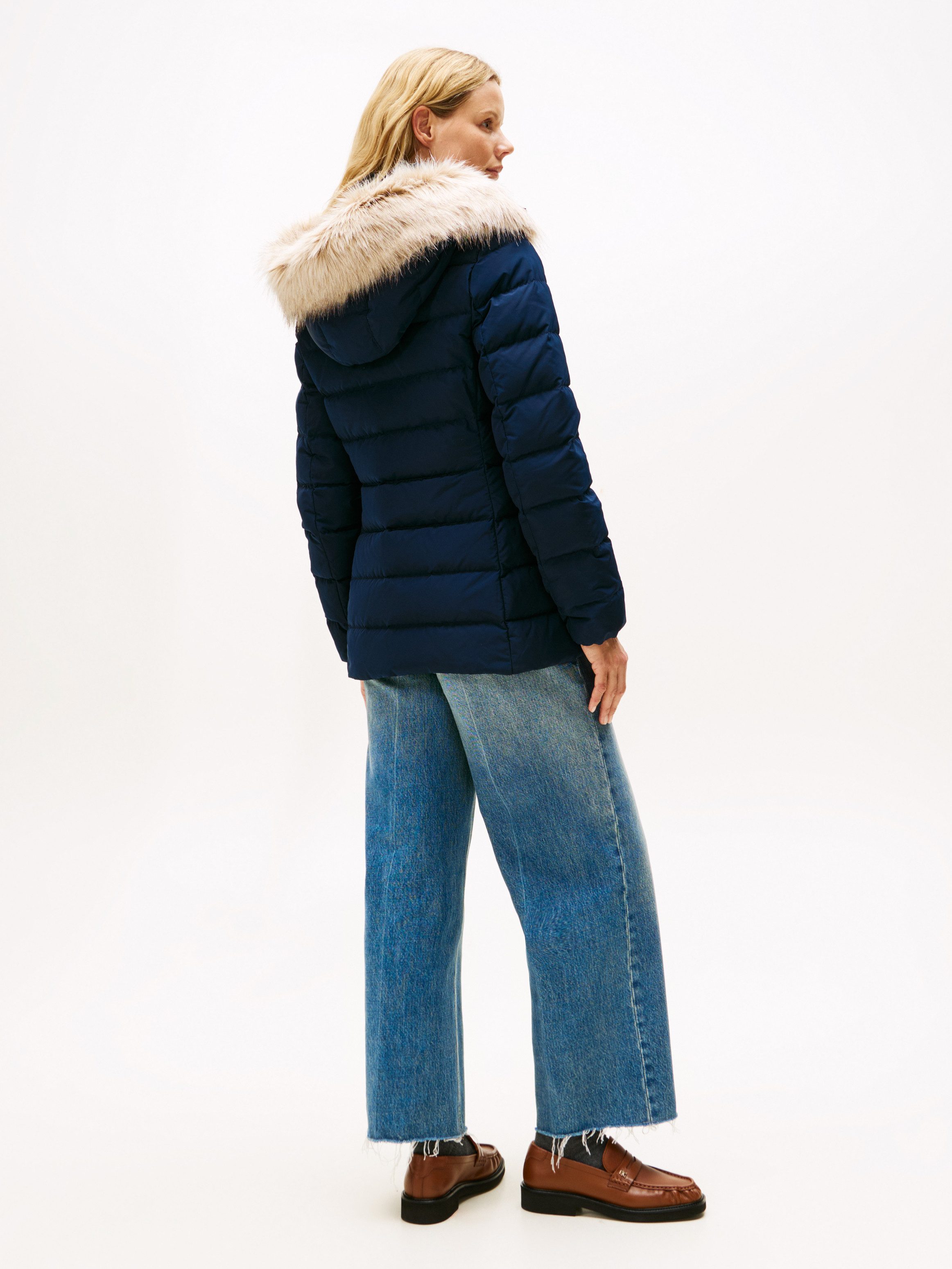 Tommy Hilfiger Steppjacke MW DOWN SLIM JACKET WITH FUR mit Fellimitat