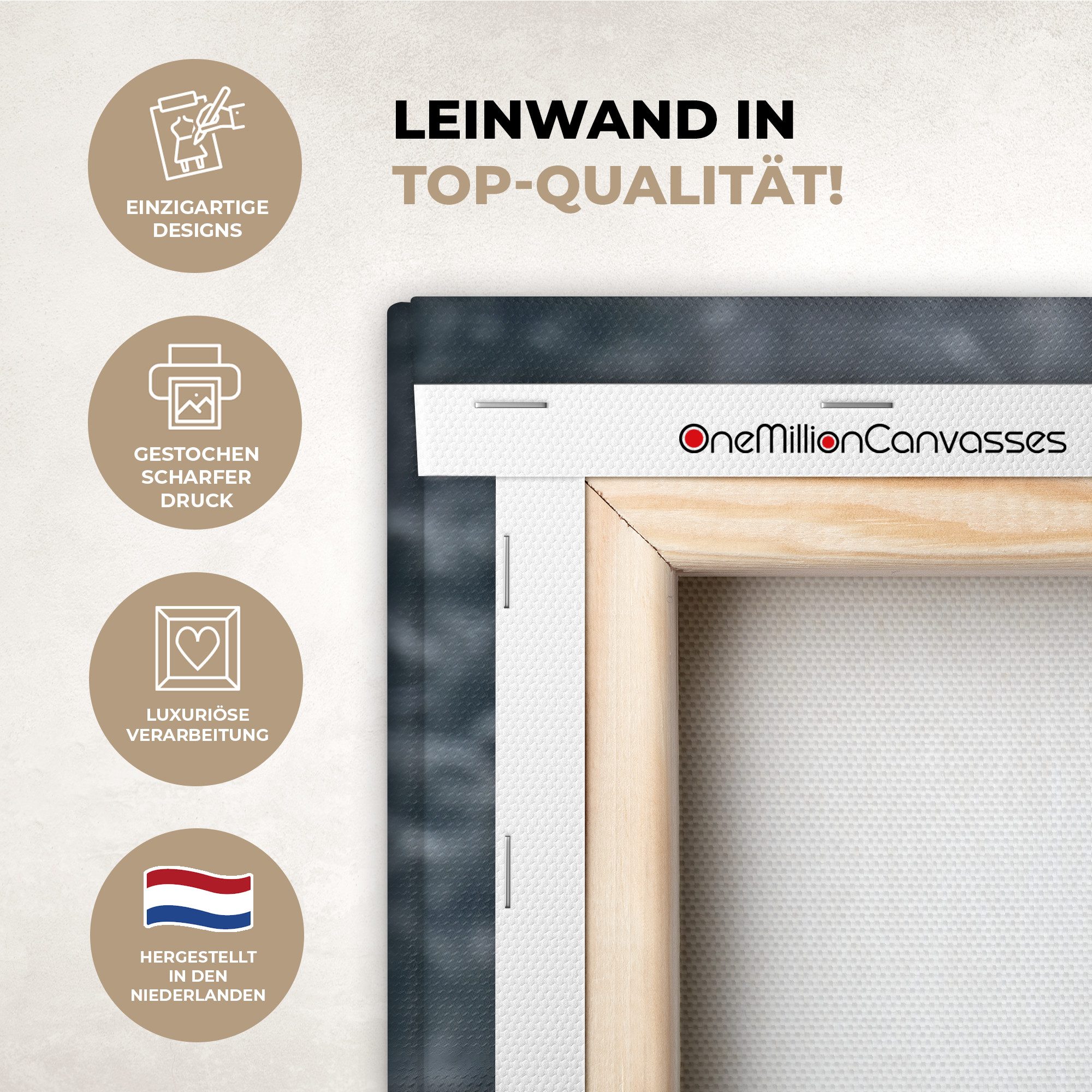 OneMillionCanvasses® Leinwandbild Waldtiere - Hirsche - Landschaft - Winter - Schnee - Natur, Fotodruck (1 St), Wandbild, Deko Schlafzimmer Wohnzimmer Flur 20x20 cm