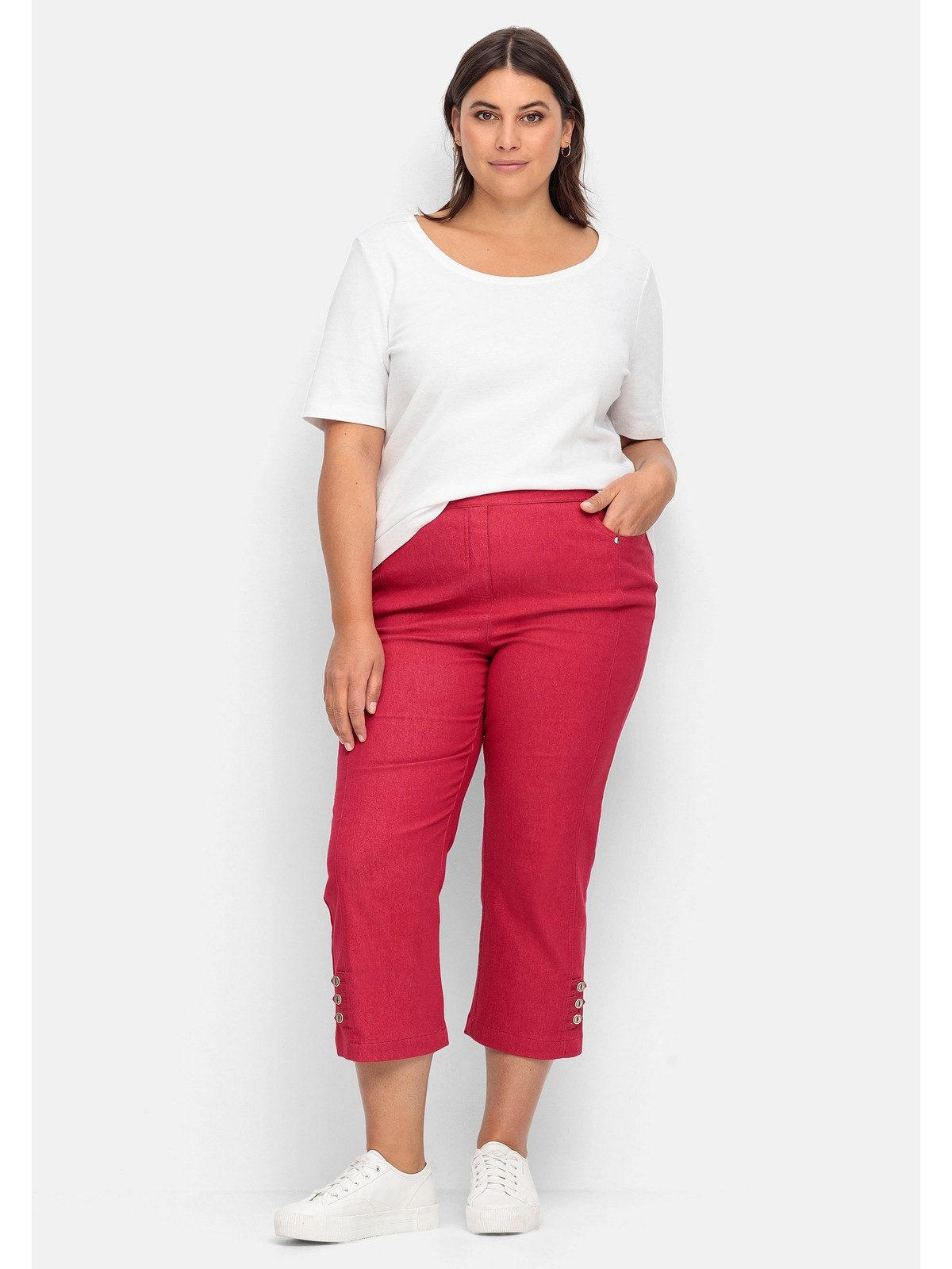 Sheego Schlupfjeans Große Größen mit Zierknöpfen am Saum