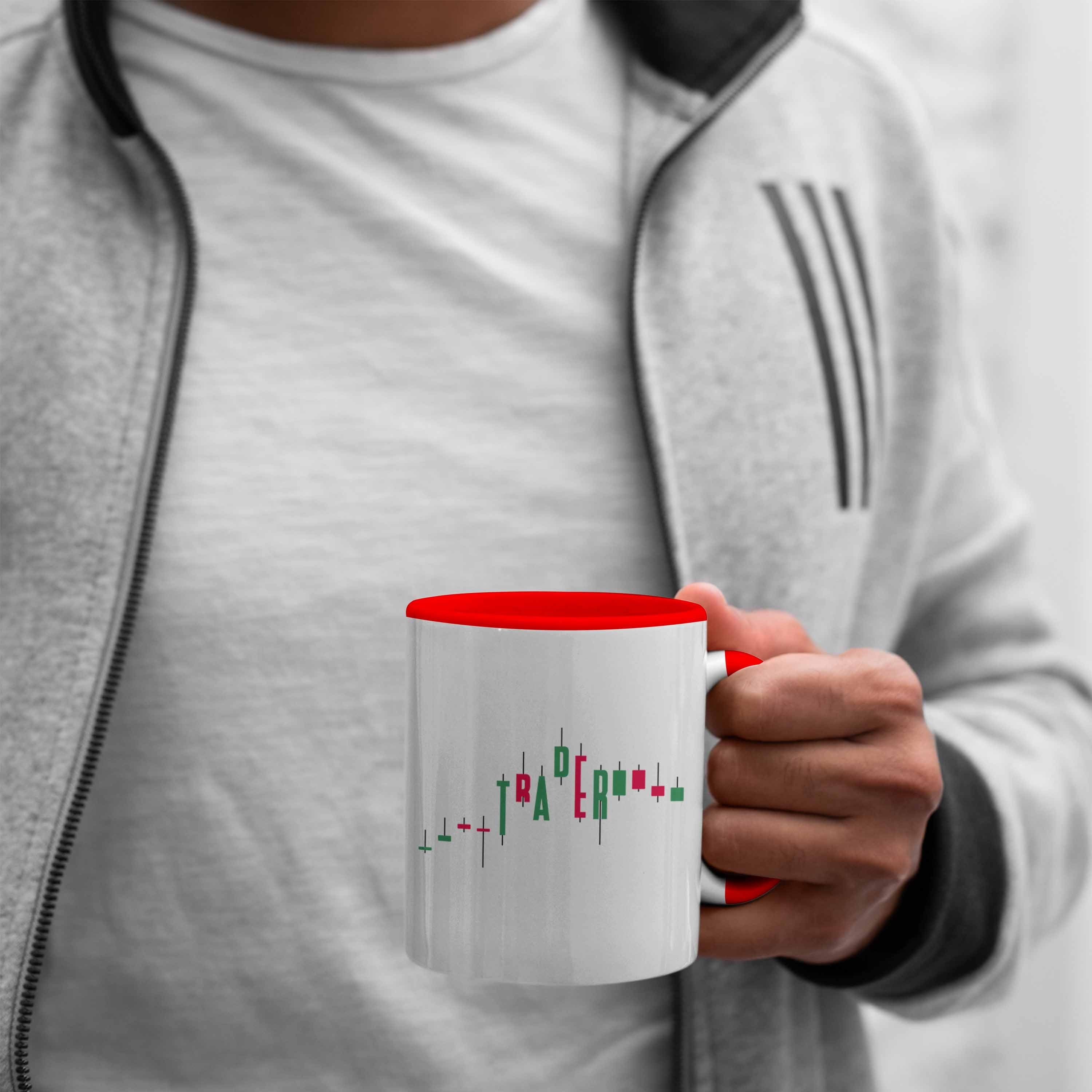 Trendation Tasse Tasse Lustiges Rot Geschenk für Investment "Trader" Aktien Aktien Börse