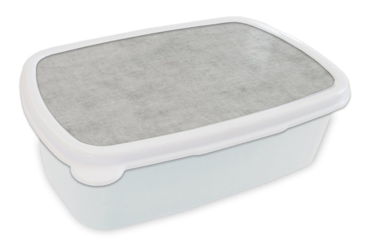 MuchoWow Lunchbox Beton - Grau - Industriell - Muster, Kunststoff, (2-tlg), Brotbox für Kinder und Erwachsene, Brotdose, für Jungs und Mädchen weiß