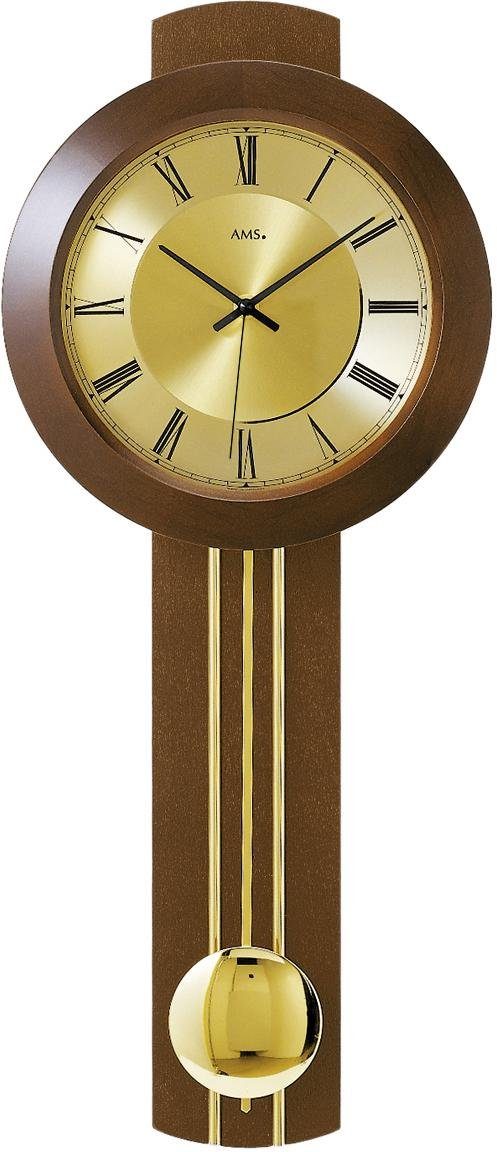 AMS Funk-Pendelwanduhr F5132/1 (Quarz,Holz-/Glasgehäuse,Buche nussbaumfarbe günstig online kaufen