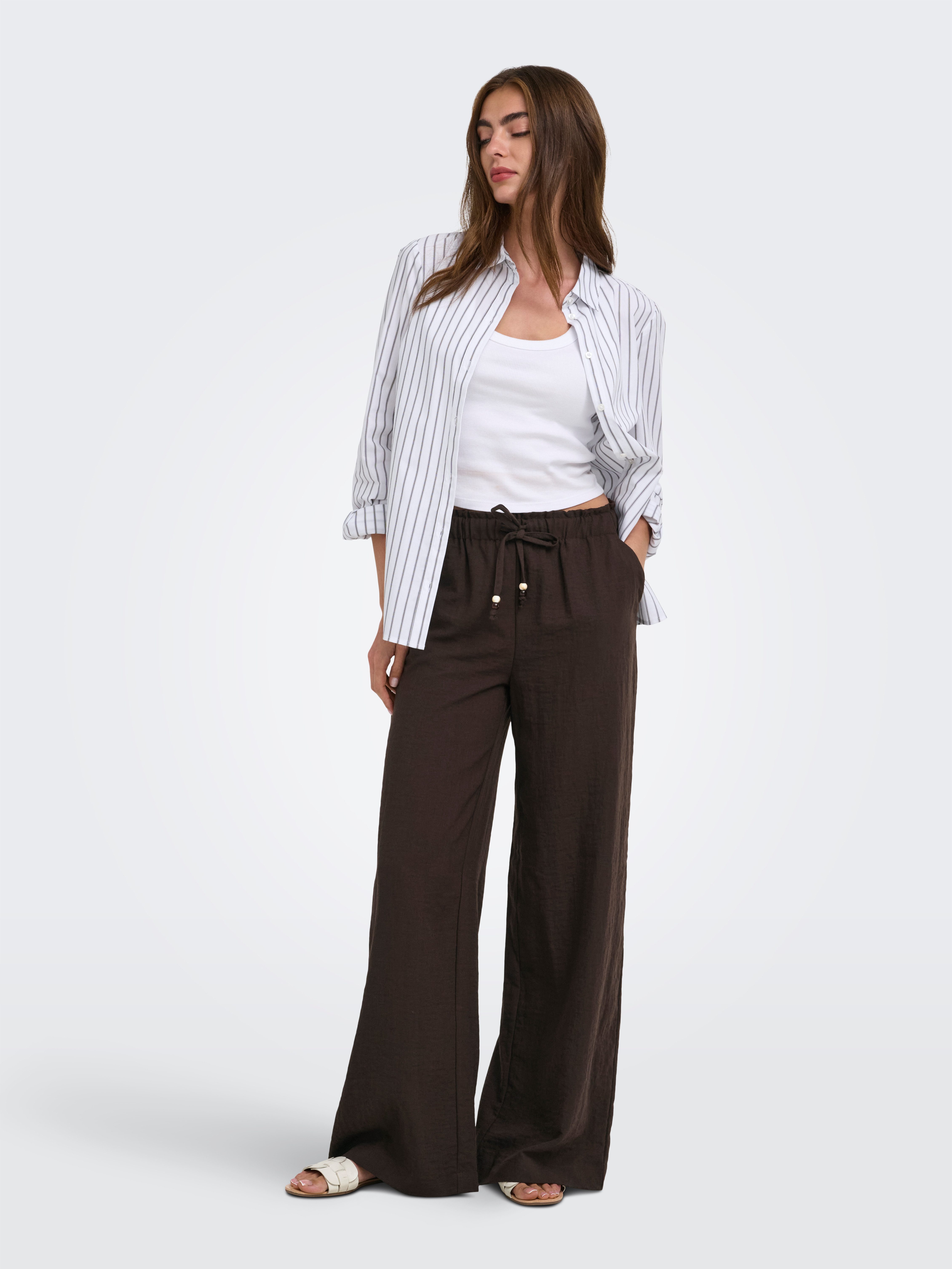 ONLY Schlupfhose ONLEMMIA MW PULL-UP X-WIDE PANT PNT Materialmix, Regular Waist – Bild 4 von 5