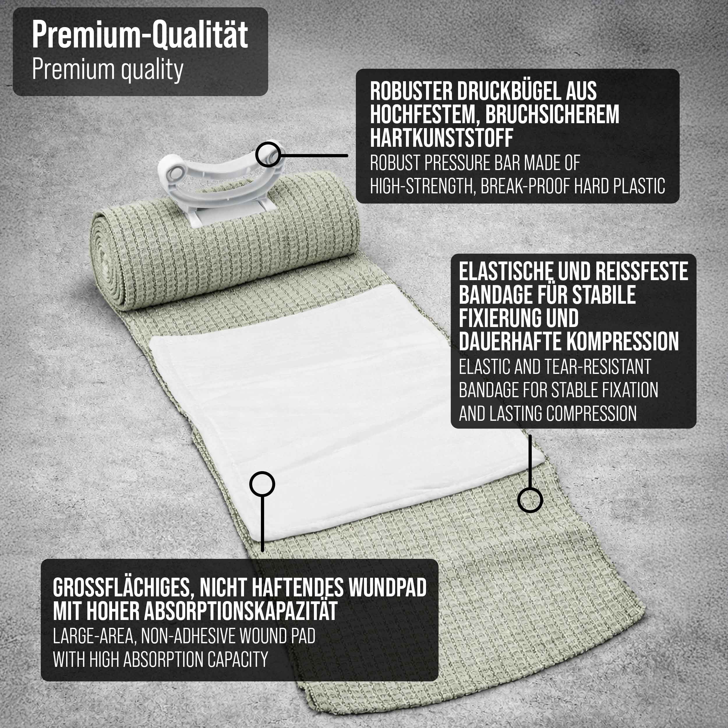 pulox Erste-Hilfe-Set Notfallverband Trauma-Bandage – Steriler Druckverband zur Blutstillung