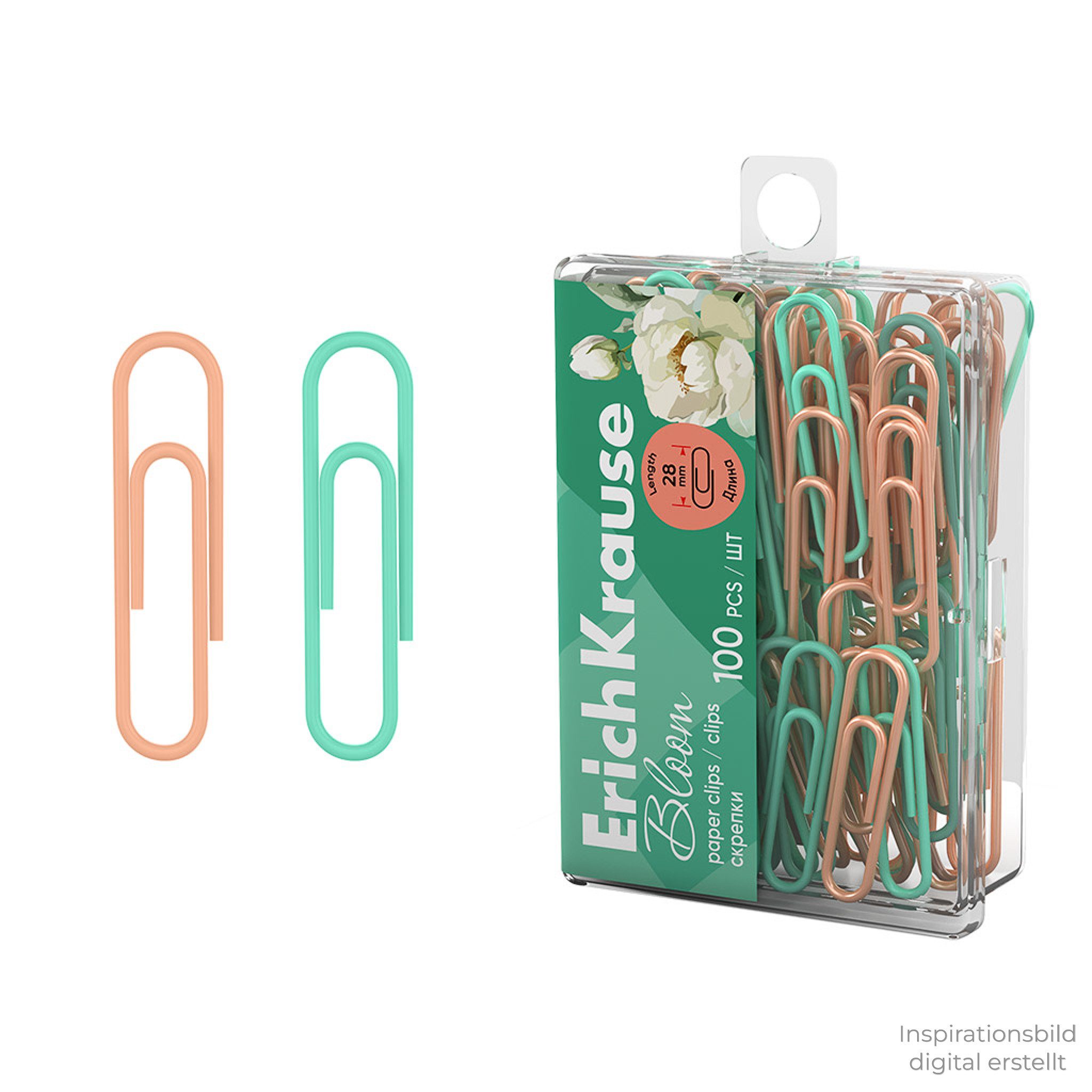 Erich Krause Büroklammer, Büroklammern 28mm Metall kratzfrei & extra stark 100 Stück Pastell