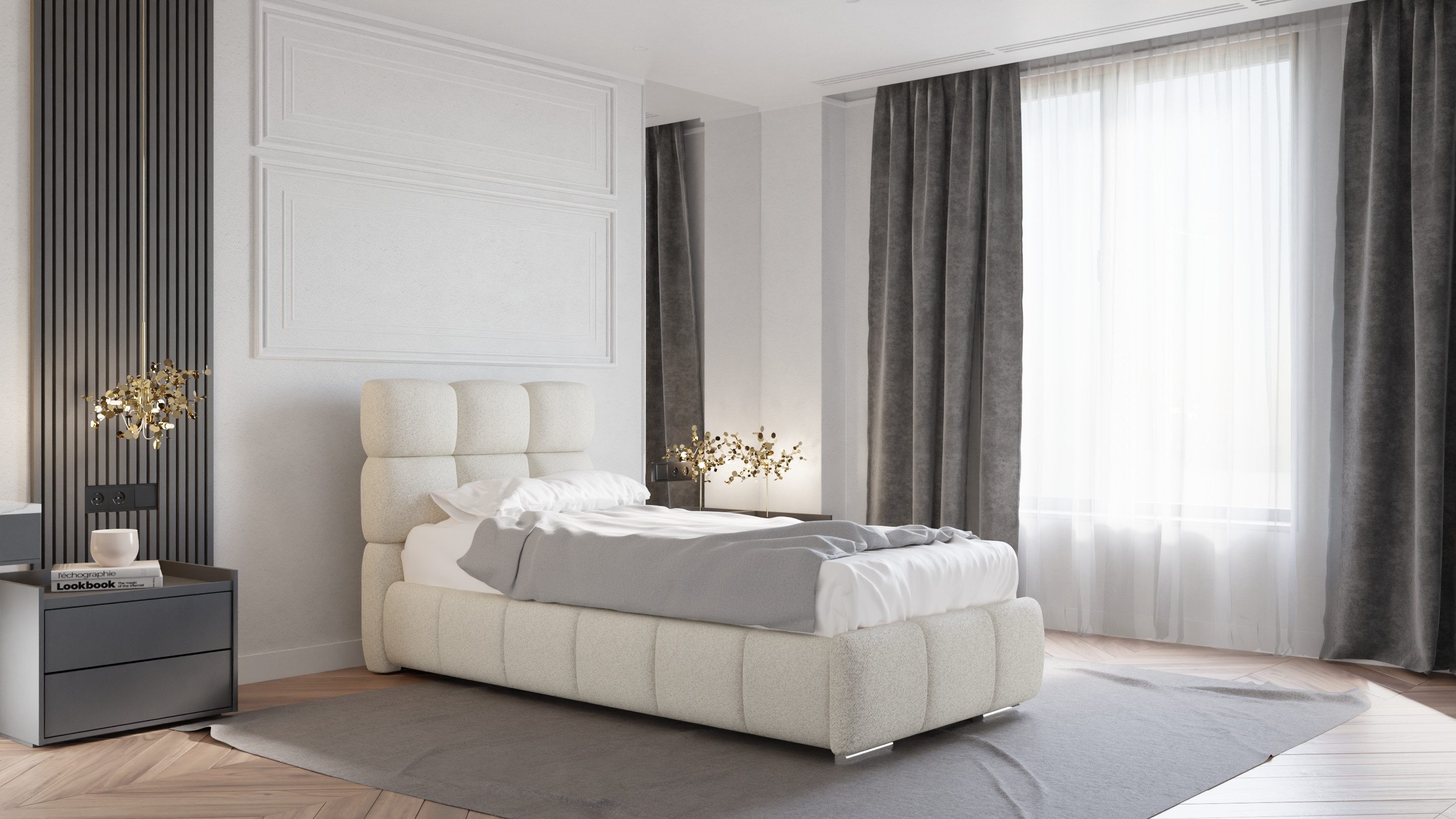 PANDA MÖBEL GmbH Polsterbett BLISS Luxus-Bett mit Lattenrost Wahl Bonell,Taschen und Kokosmatratze, Ein Luxusbett in jeder Размер 120x200cm 100x200 cm 90x200cm