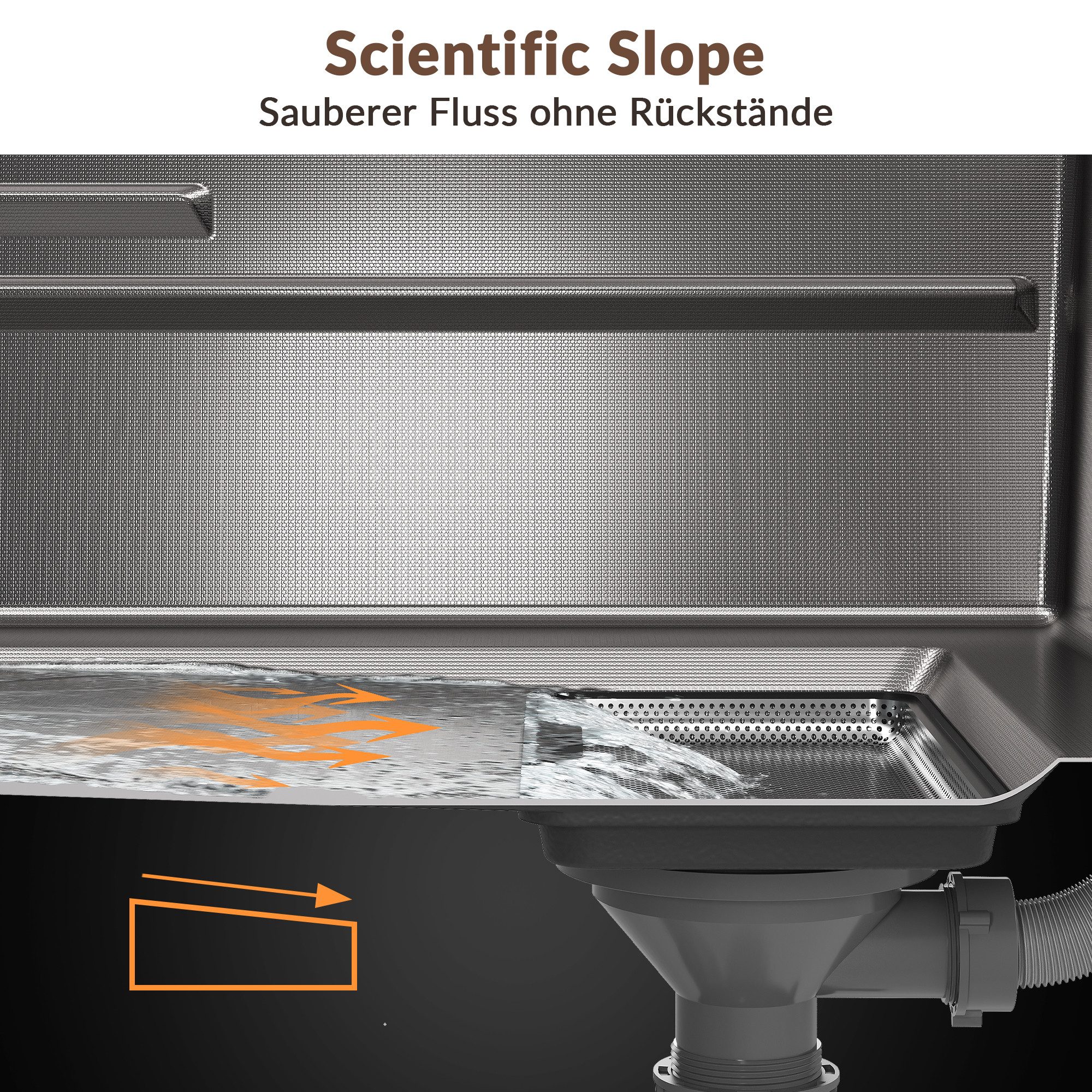 SONNI Küchenspüle Spülbecken 304 Edelstahl 70 x 45 cm Küchenspüle, Einbauspüle, Schmaler Rand, 70/22.4 cm – Bild 5 von 5