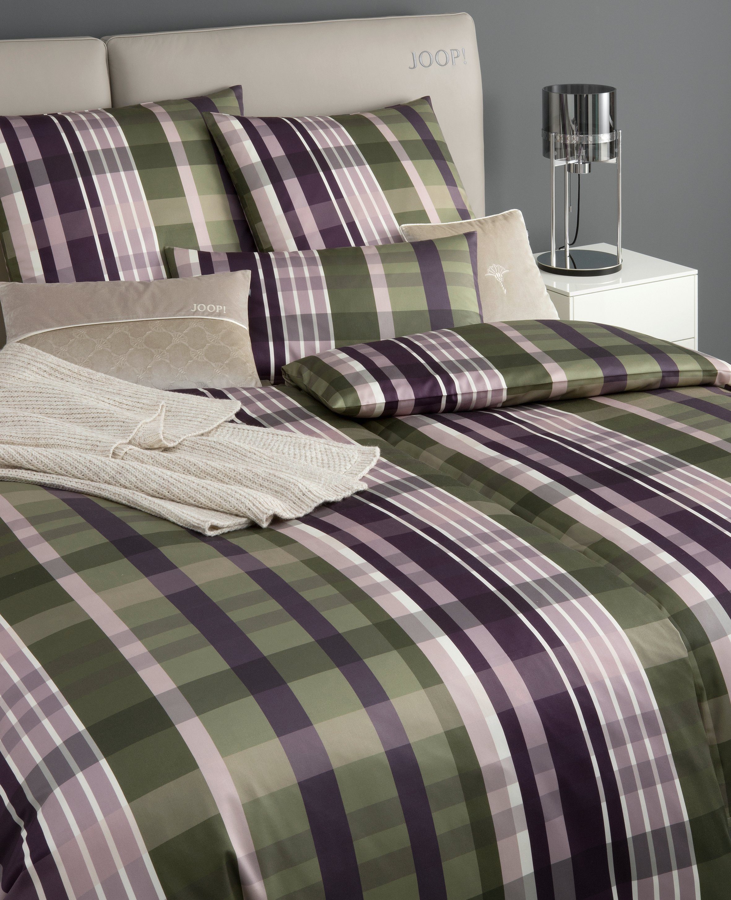 Joop! Bettwäsche Checks 4098 Stone - Mako-Satin Aus 100% Baumwolle
