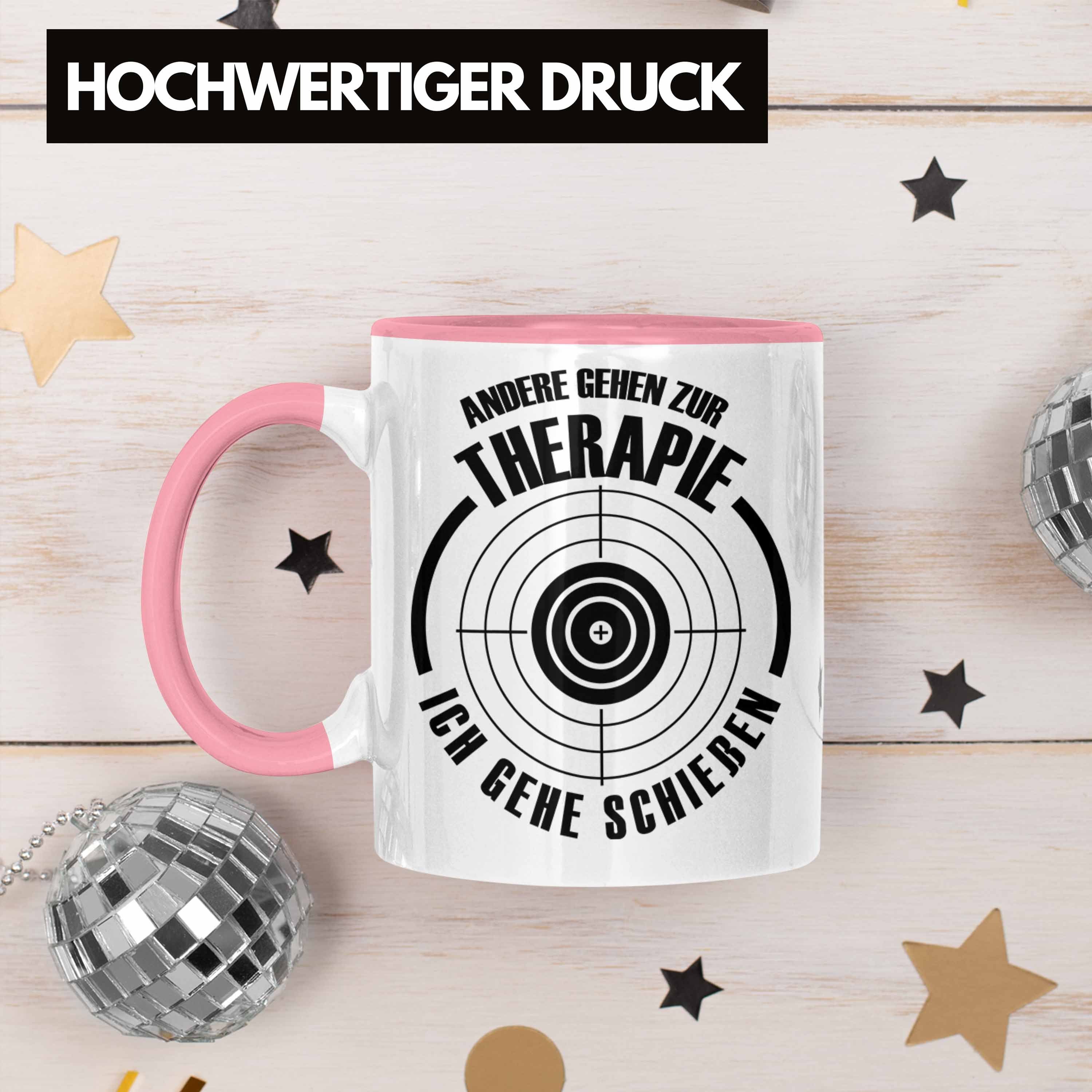 Trendation Tasse und Rosa Geschenk Schützenfest-Fans für Lustige Schießstand- Schießen-Tasse