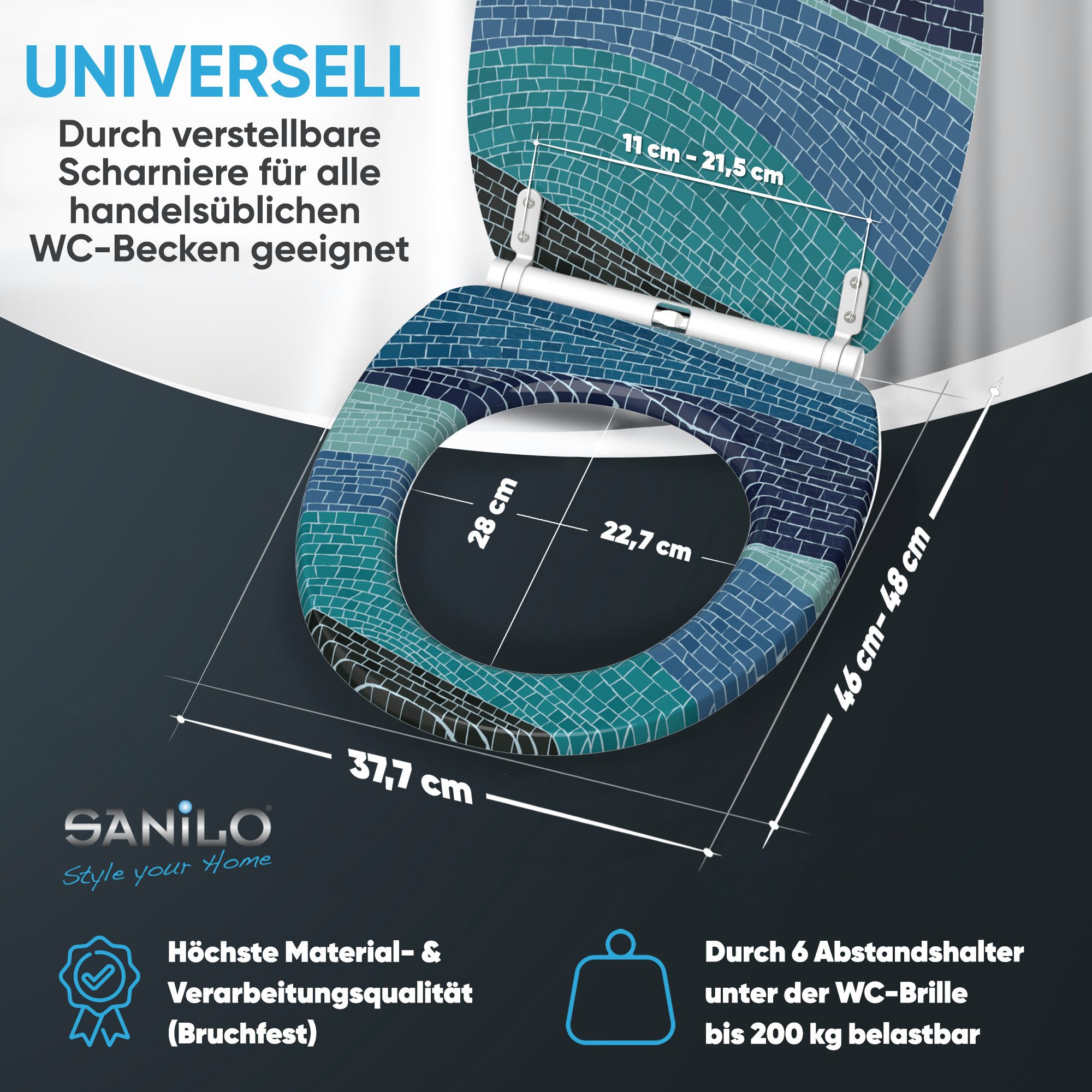Sanilo WC-Sitz mit Absenkautomatik & Top Fix in vielen Designs, hochwertig, abnehmbar, leichte Montage von oben, mit Schraubenzieher – Bild 4 von 5