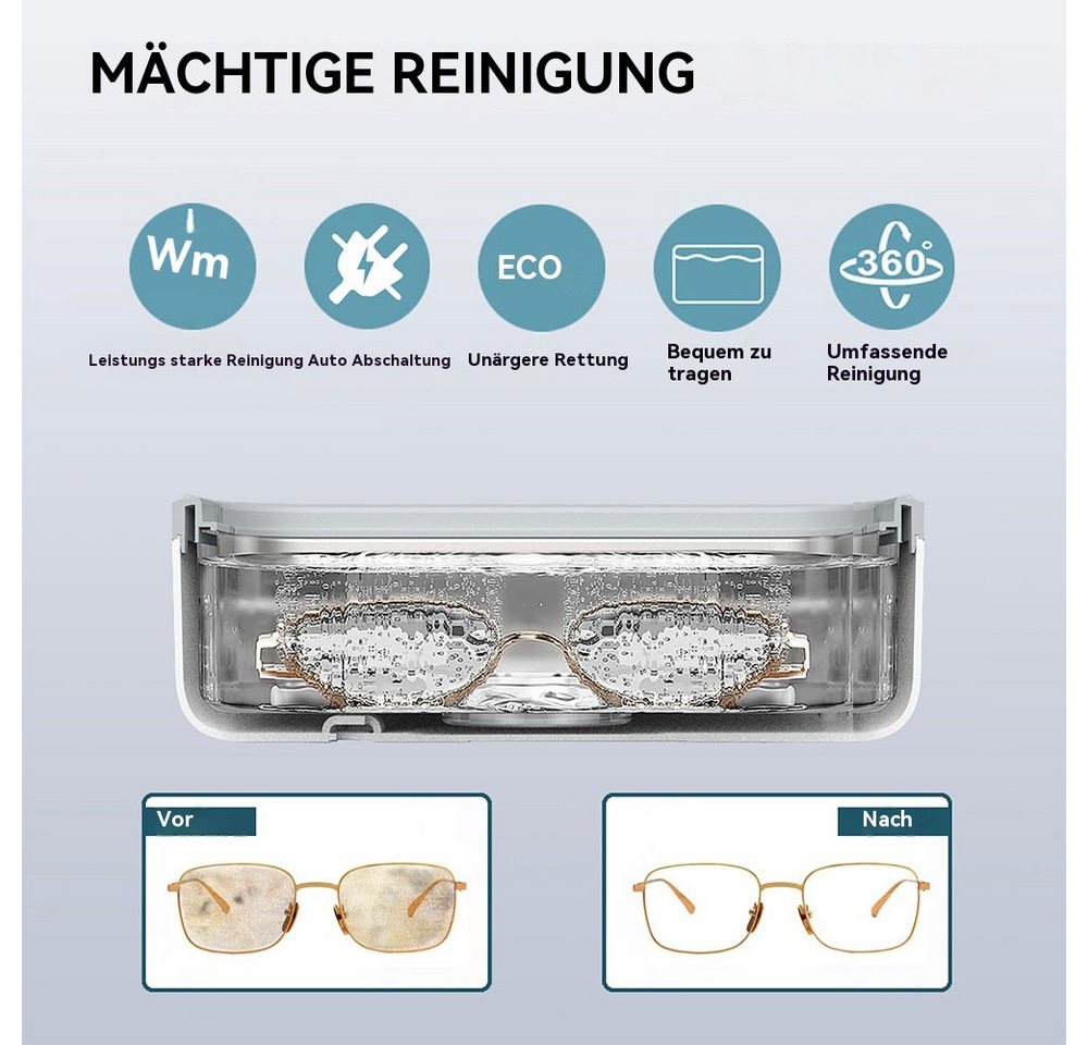Thumbnail - PODOFO Ultraschallreiniger Ultraschallreinigungsgerät Brille, 400ml mit 3 Zeiteinstellungen 48KHz