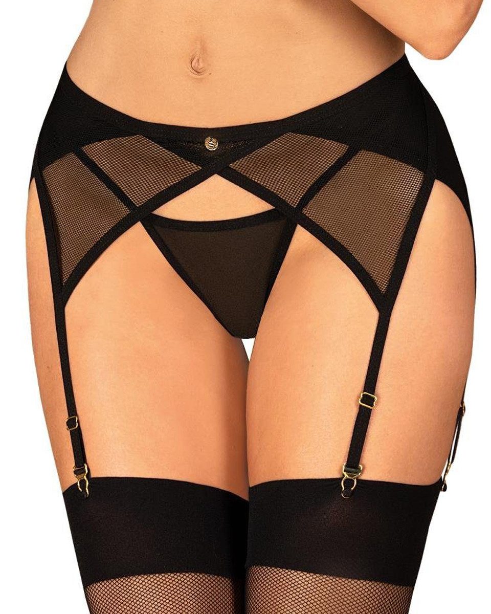 Obsessive Strumpfhalter Transparenter Strumpfgürtel - schwarz, flexibler Stoff – praktisch und bequem
