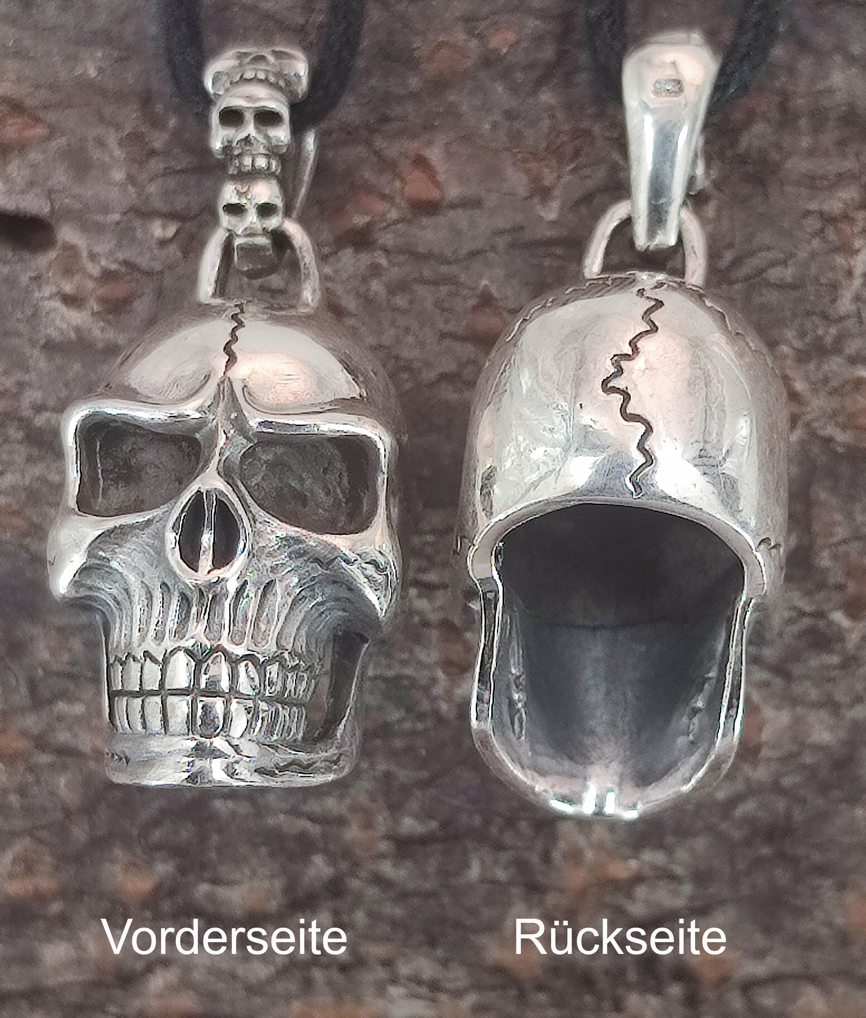 Sterling Anhänger Kettenanhänger Nr. großer Leather Kiss Silber of Schädel 181 Totenkopf 925 Skull