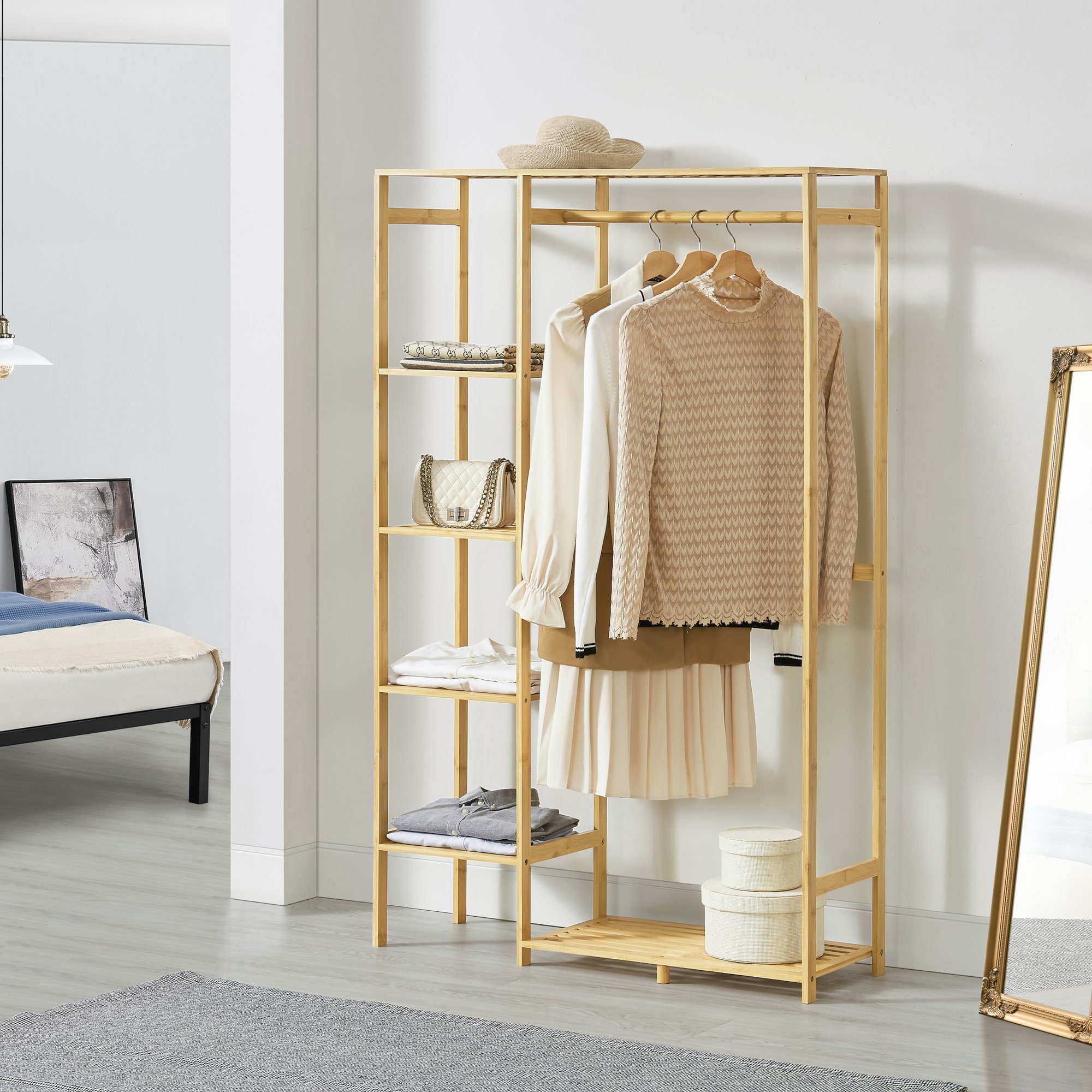 en.casa Garderobenständer, »Eurajoki« Kleiderständer, 4 Ablagefächer, 2 Abl günstig online kaufen