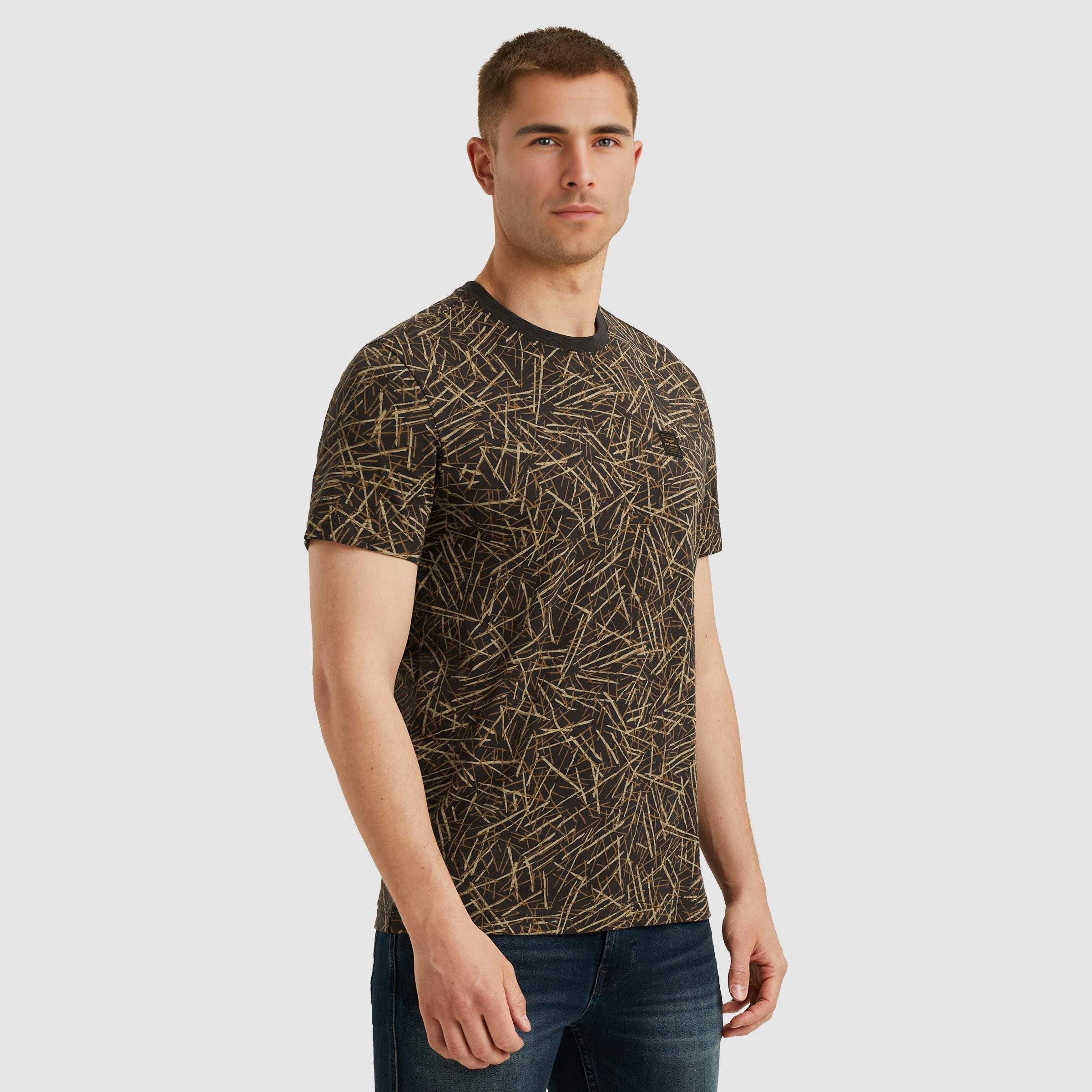 PME LEGEND T-Shirt Short sleeve r-neck slub jersey aop Allover-Druck mit Lo günstig online kaufen