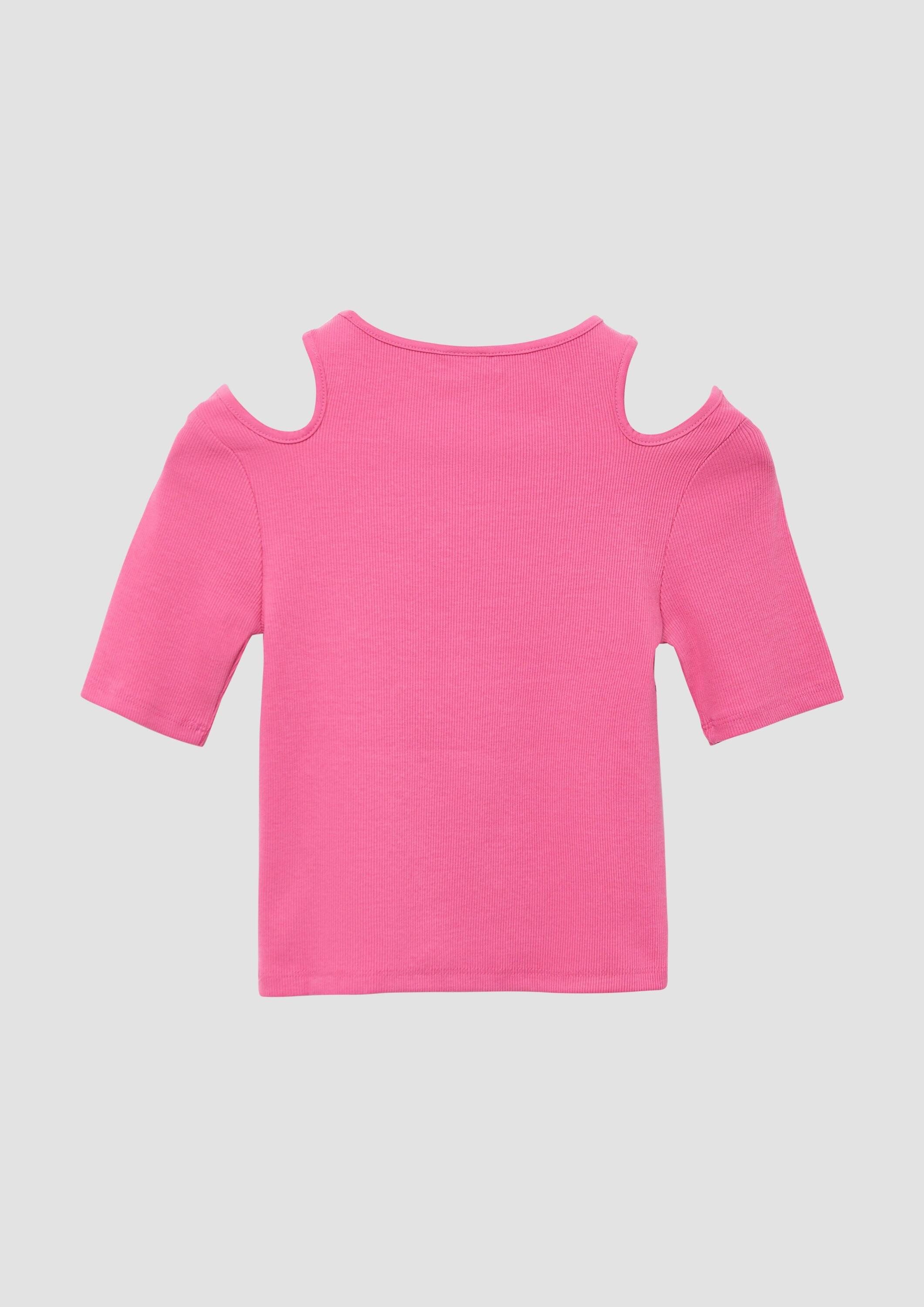 s.Oliver Kurzarmshirt T-Shirt T-Shirt im Slim Fit aus Rippware mit Cut-outs
