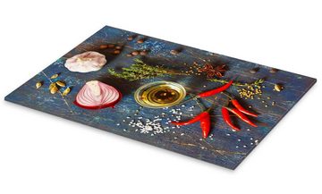 Posterlounge Acrylglasbild Editors Choice, Gewürze und Kräuter auf Holz, Küche Mediterran Fotografie