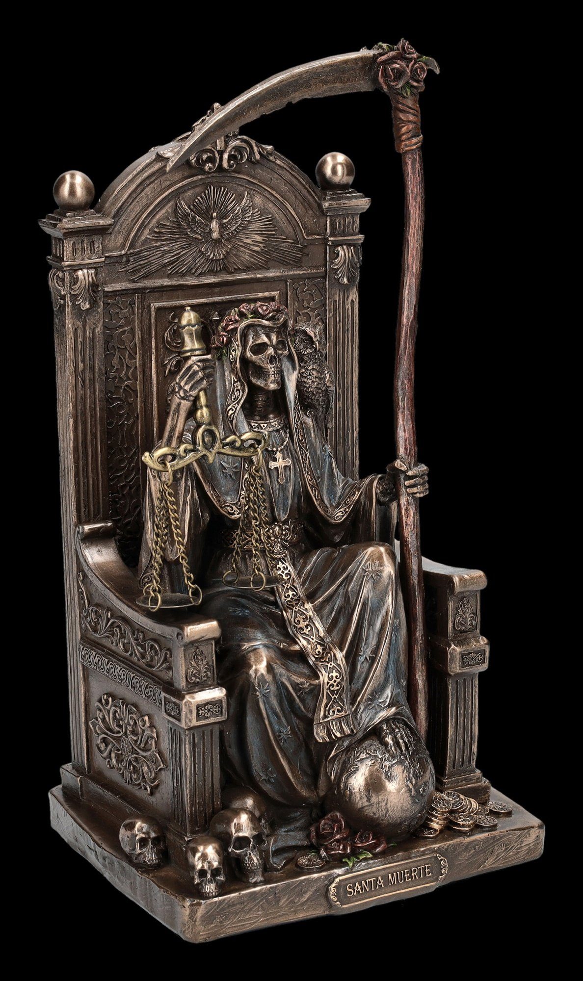 Figuren Shop GmbH Dekofigur Reaper Figur - Santa Muerte auf Thron mit Sense - Veronese Sensenmann