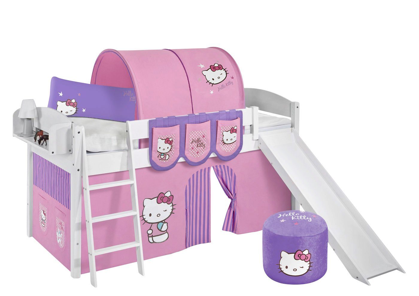 Lilokids Hochbett Spielbett IDA Hello Kitty Teilbares Hochbett mit Rutsche günstig online kaufen