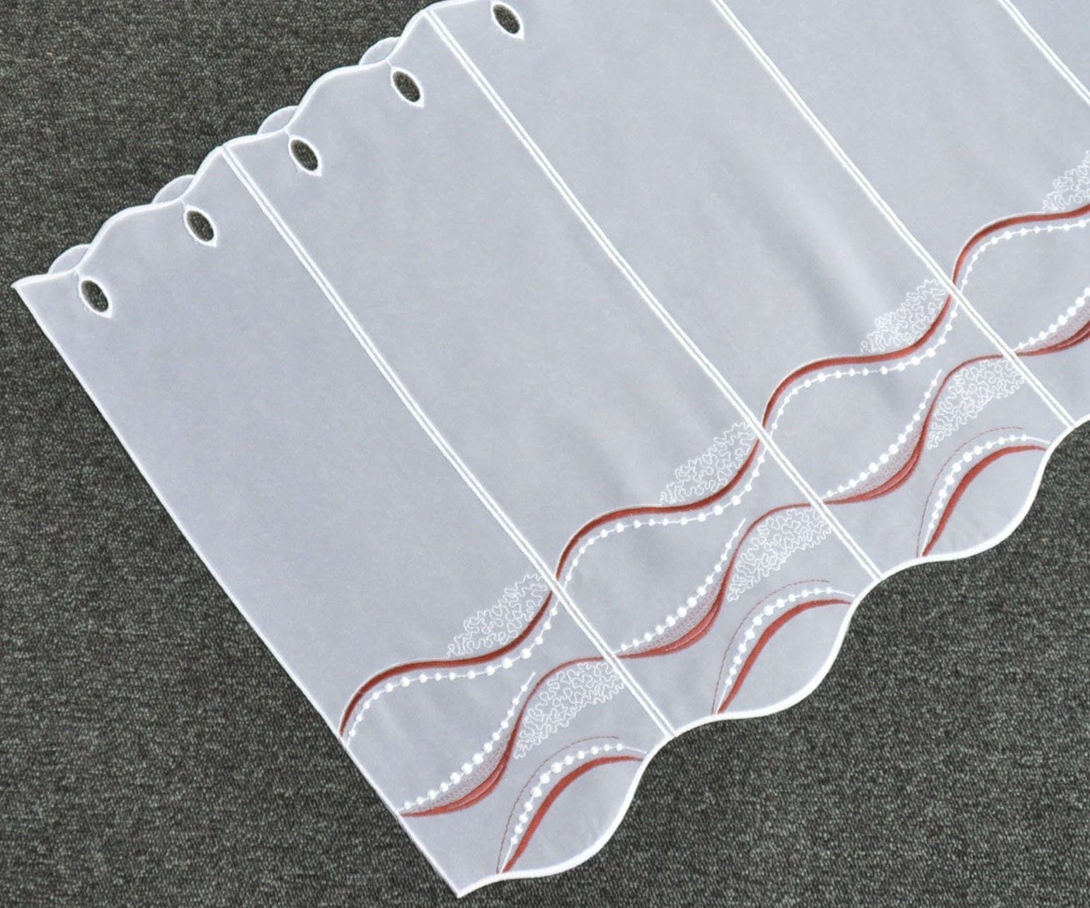 Stickereien Plauen Scheibengardine Welle (1 St), Stangendurchzug, halbtransparent, Voile – Bild 4 von 4