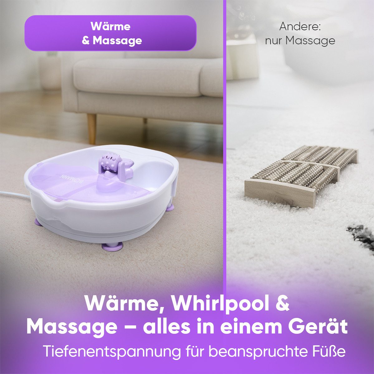 BOMANN Fußmassagegerät FM 8000 CB, Fußbad mit Whirlpool-Effekt, Massage & Heizung