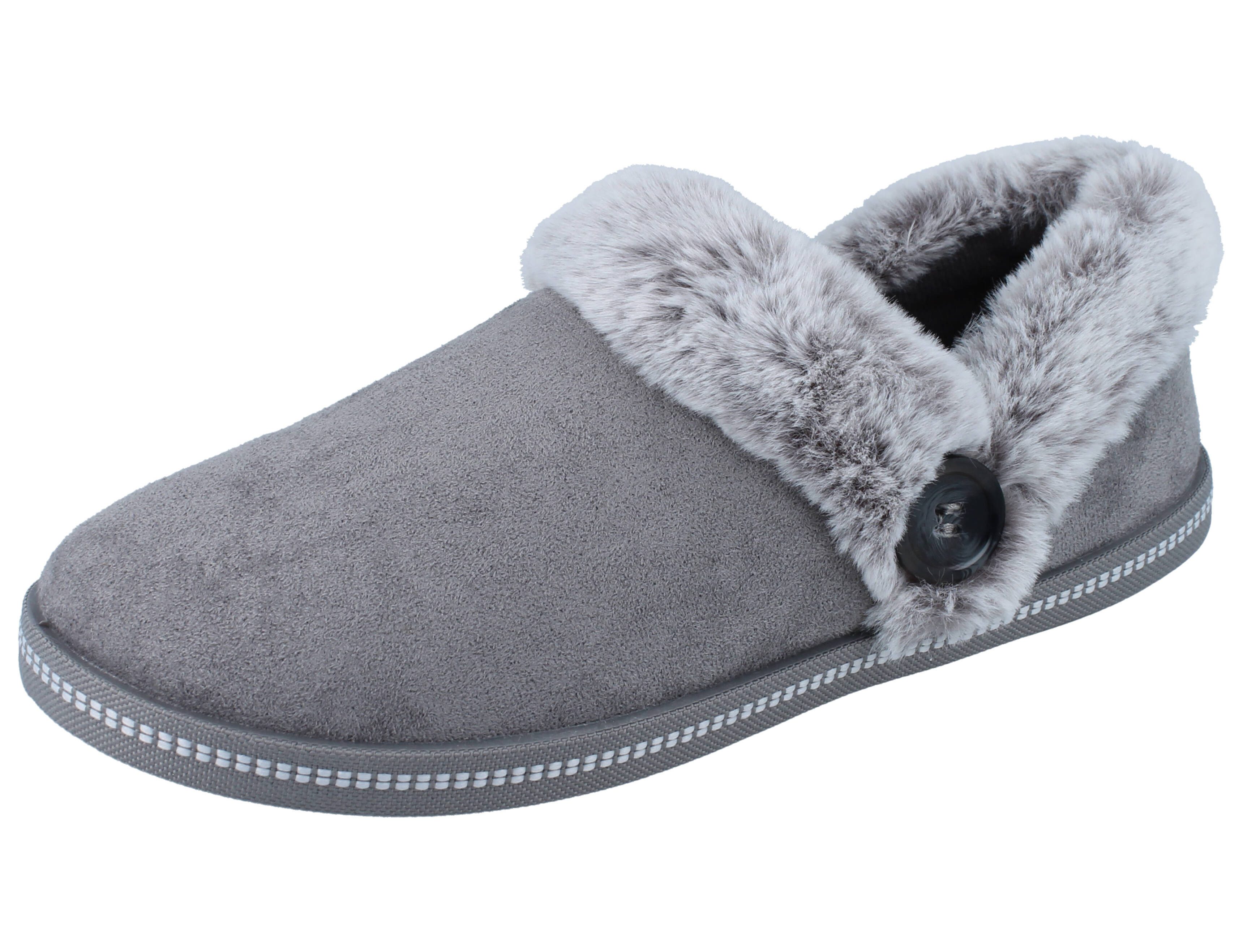 Skechers SKECHERS Damen Hausschuhe grau Warmfutter - Größe: 38 Hausschuh Vegan