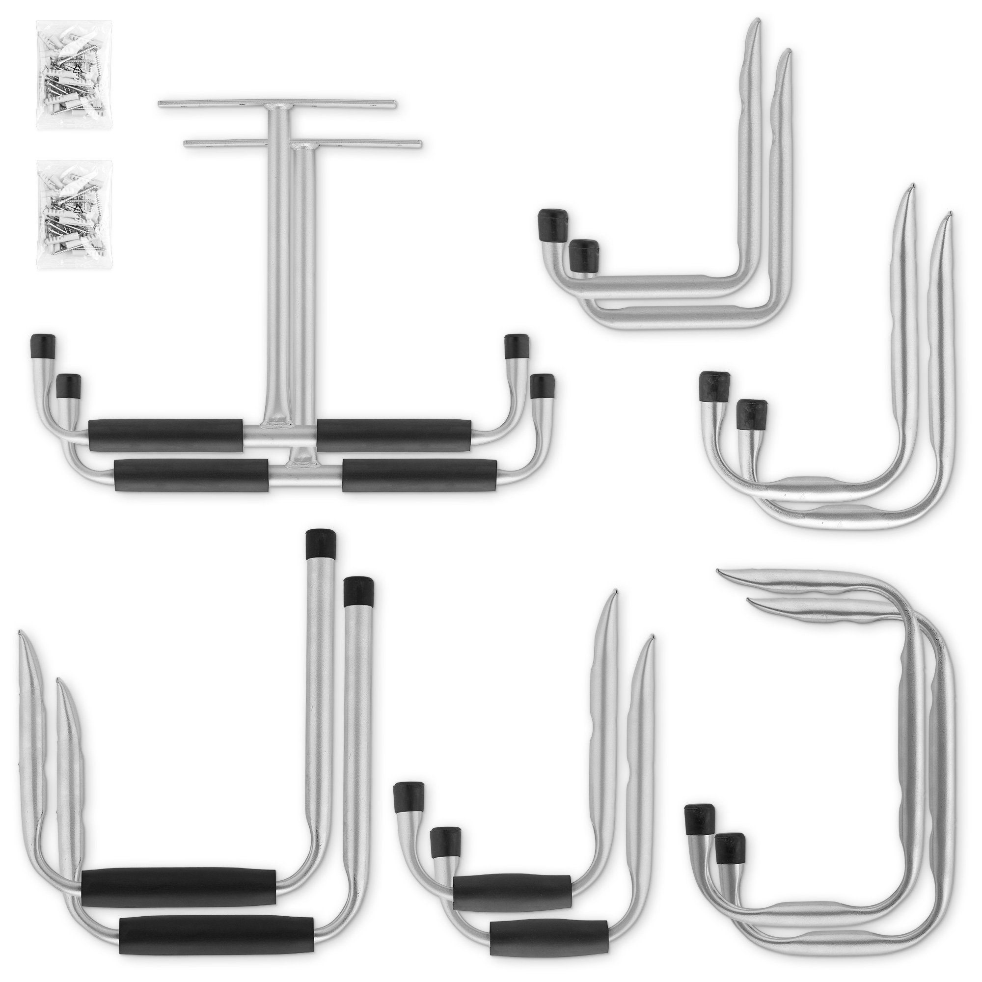 Navaris Wandhaken Garagenhaken Set 12tlg. - Halterung für Leiter Fahrrad Kajak, (1-St)