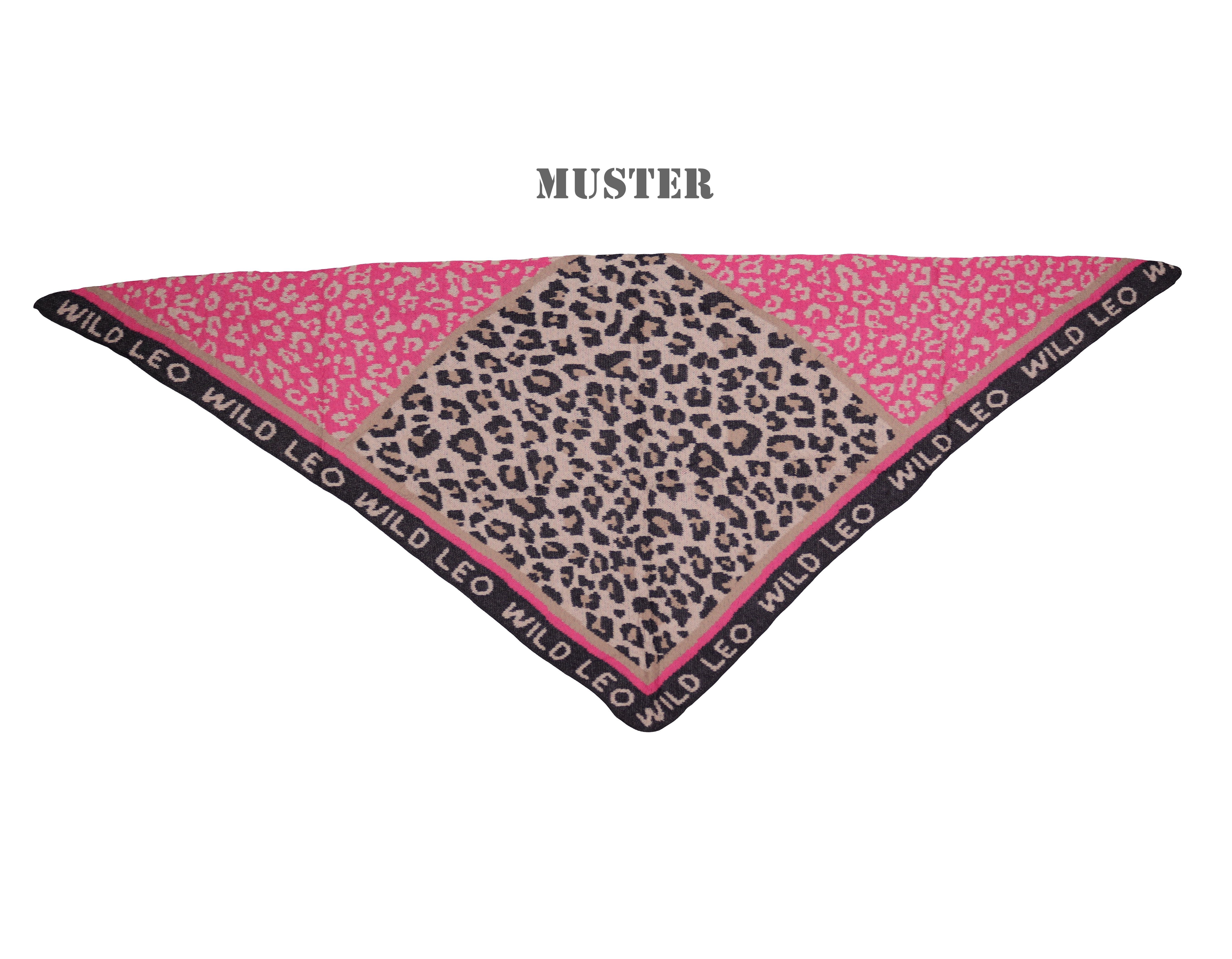 MIRROSI Dreieckstuch Damen Winterschal 180x65 cm – weicher Leo Schal mit Schriftzug, (Neue Kollektion Herbst/Winter 2026), Dreieckschal Animal Print Strickschal – Bild 5 von 5