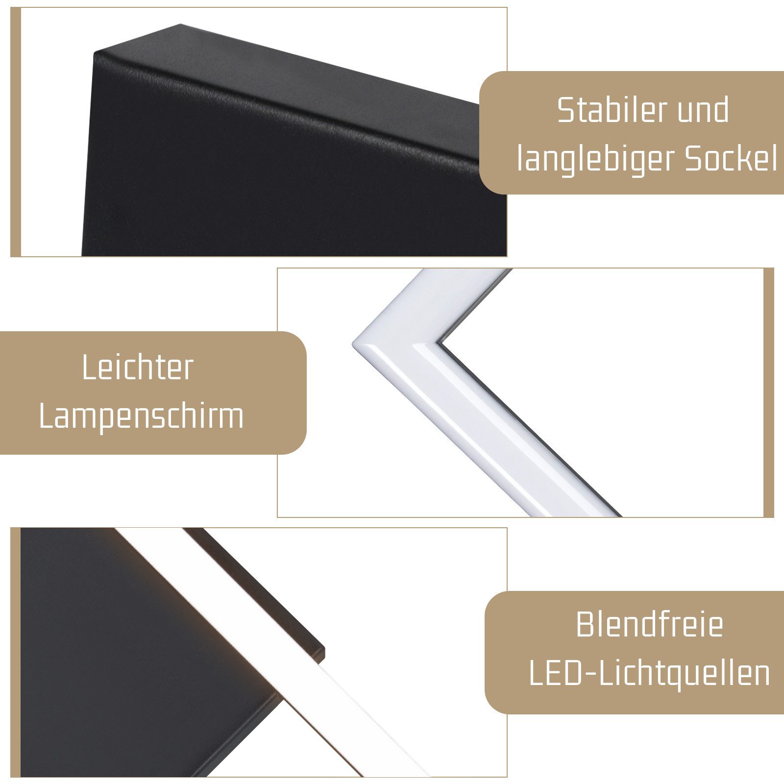 ZMH LED Deckenleuchte Wohnzimmer 2 Rahmen Schwarz Quadratisch Deckenlampe Modern 3000/4000K, Augenschutz, Einfache Installtion, LED fest integriert, Warmweiß, 24W Esszimmerlampe Eckig für Kinderzimmer